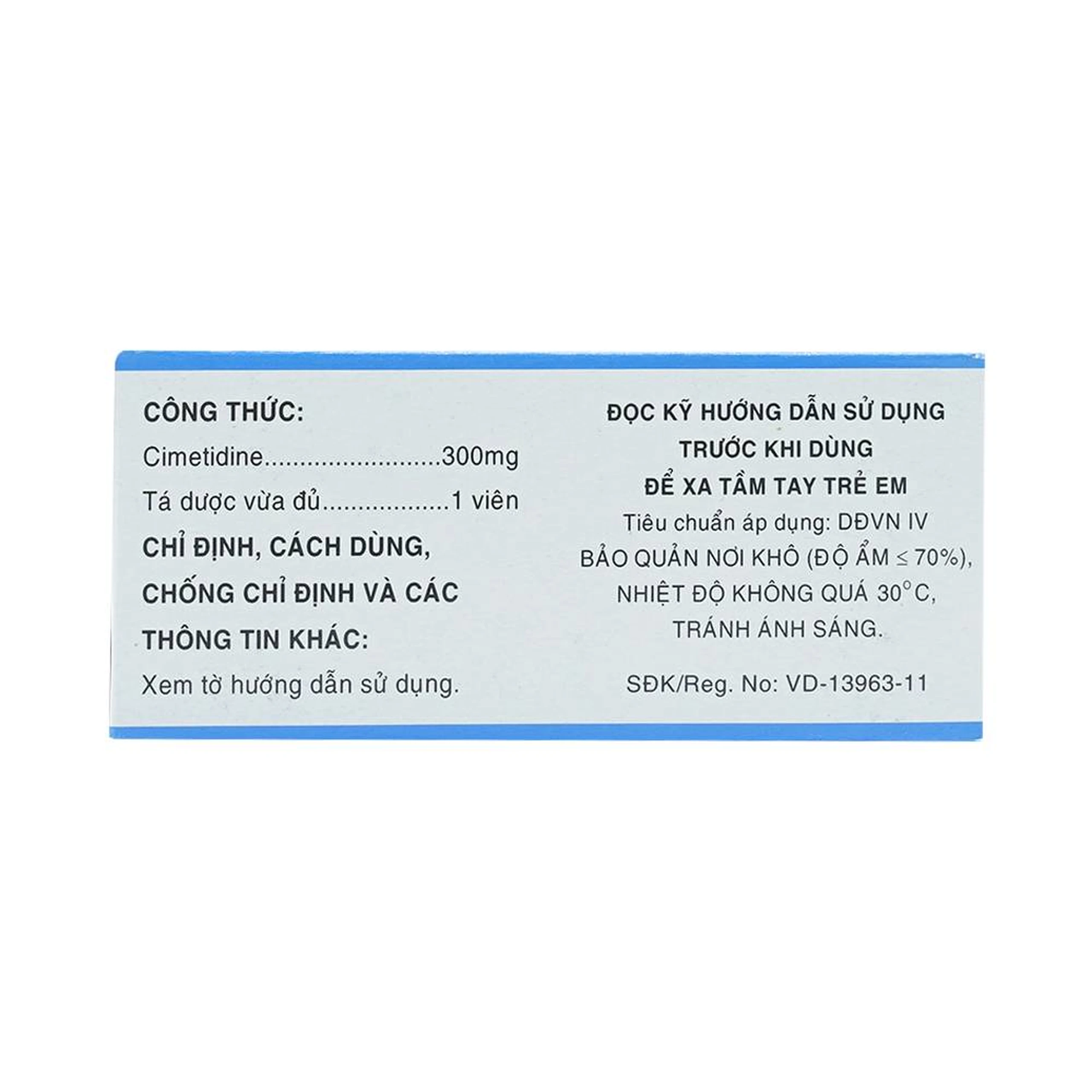Thuốc Cimetidine MKP 300mg Mekophar điều trị ngắn hạn loét dạ dày, tá tràng tiến triển (10 vỉ x 10 viên)