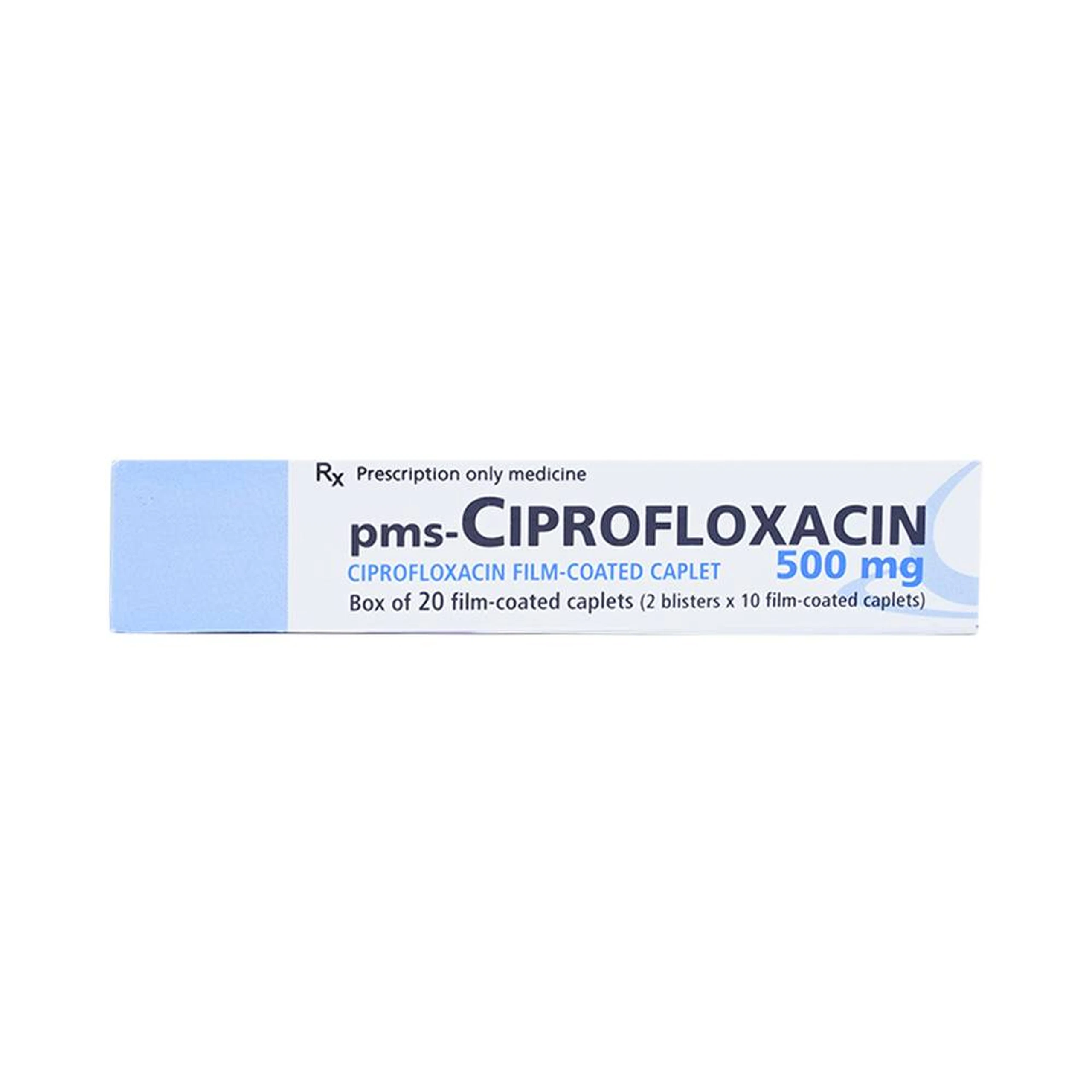 Thuốc PMS-Ciprofloxacin 500mg điều trị nhiễm khuẩn nặng (2 vỉ x 10 viên)
