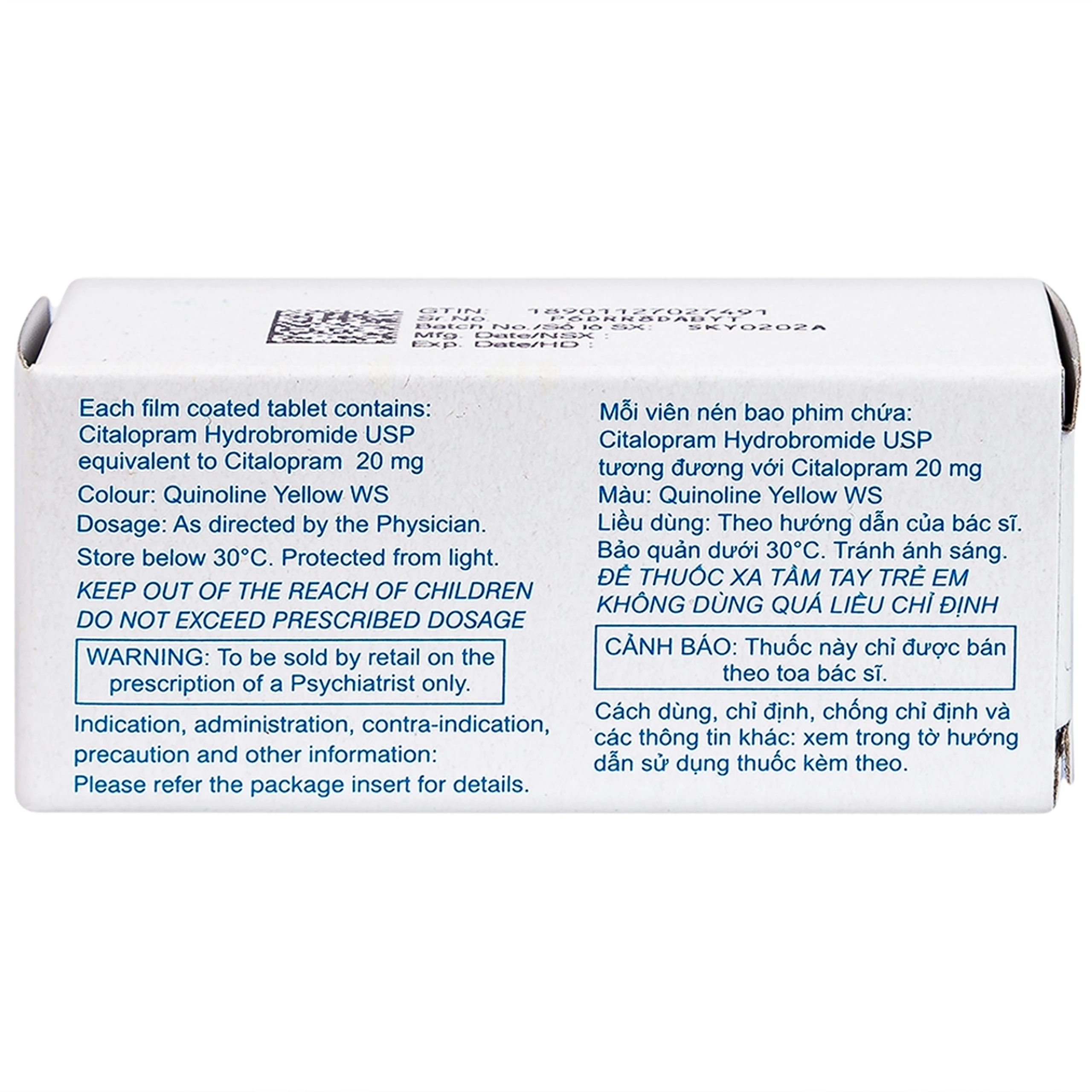 Thuốc Citopam 20 Sun Pharma điều trị trầm cảm, rối loạn hoảng sợ (3 vỉ x 10 viên)