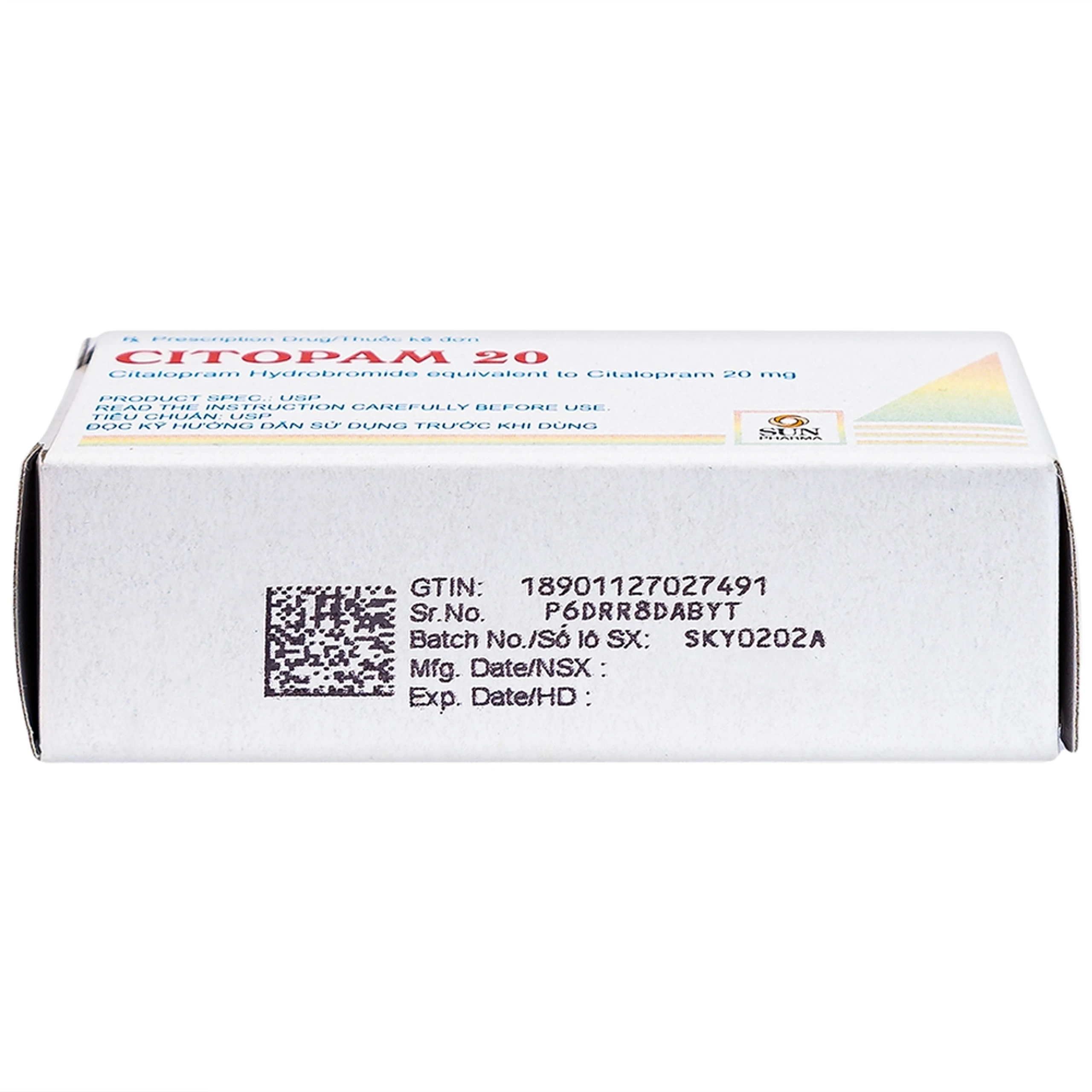 Thuốc Citopam 20 Sun Pharma điều trị trầm cảm, rối loạn hoảng sợ (3 vỉ x 10 viên)