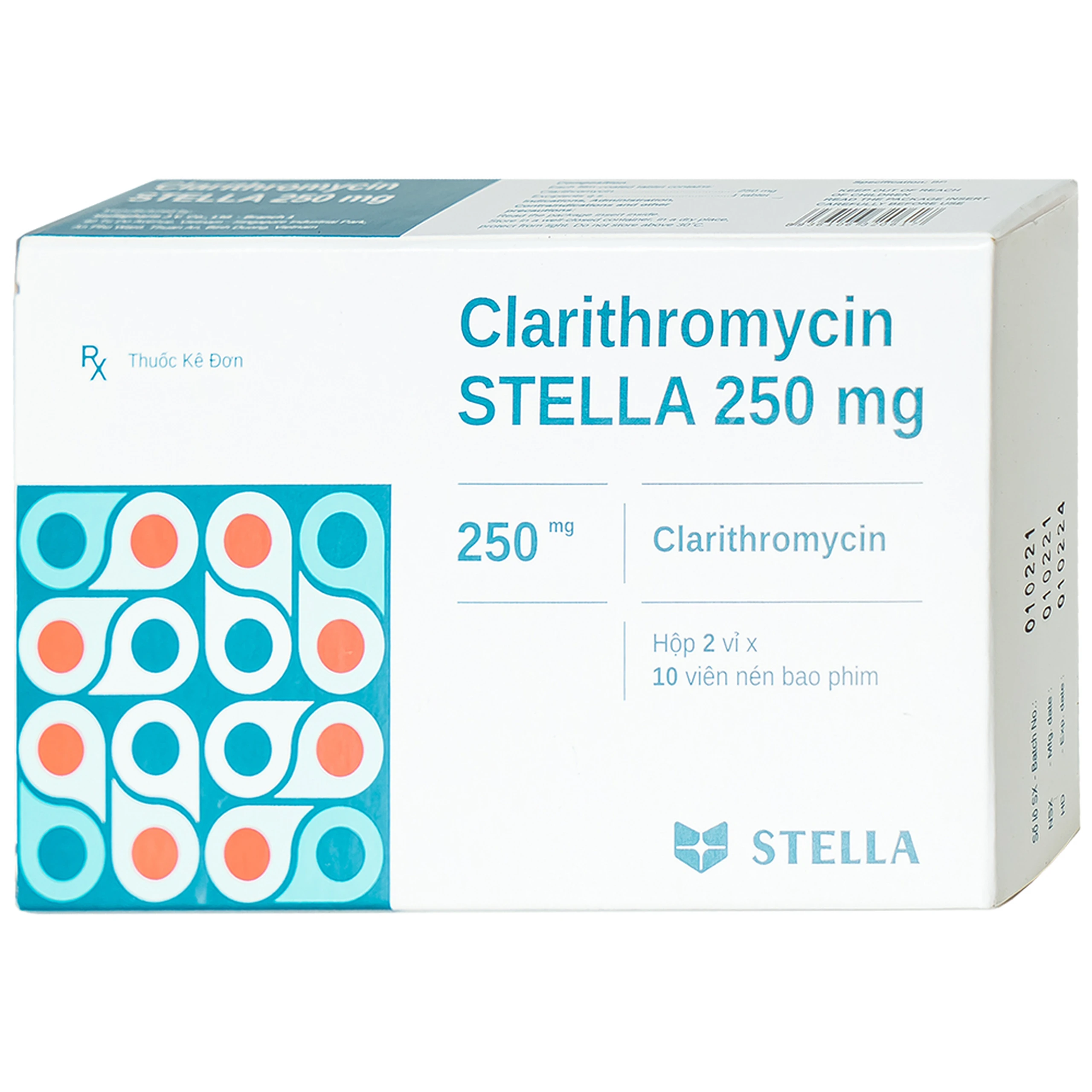 Thuốc Clarithromycin Stella 250mg điều trị các trường hợp nhiễm trùng (2 vỉ x 10 viên) 1