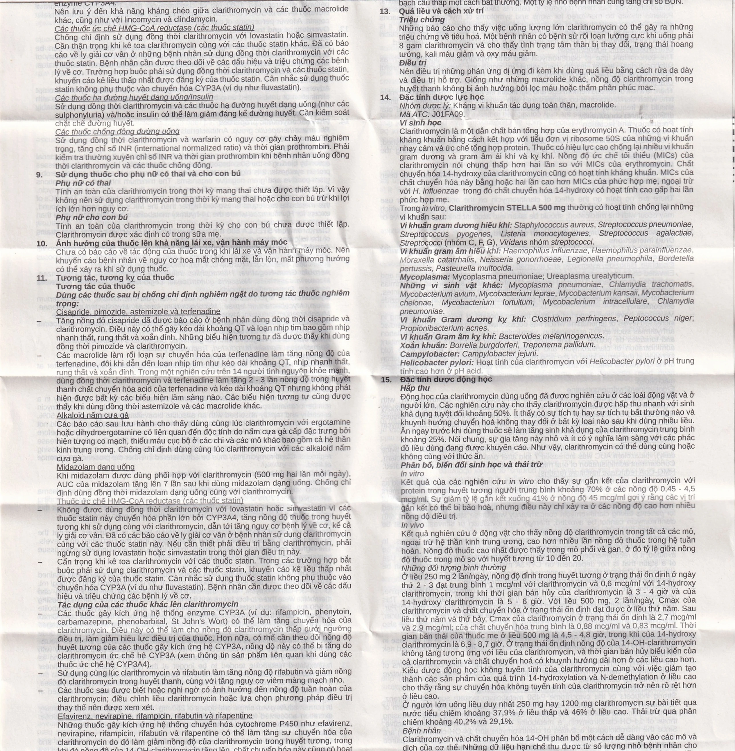 Thuốc Clarithromycin Stella 500mg điều trị nhiễm trùng (4 vỉ x 7 viên)