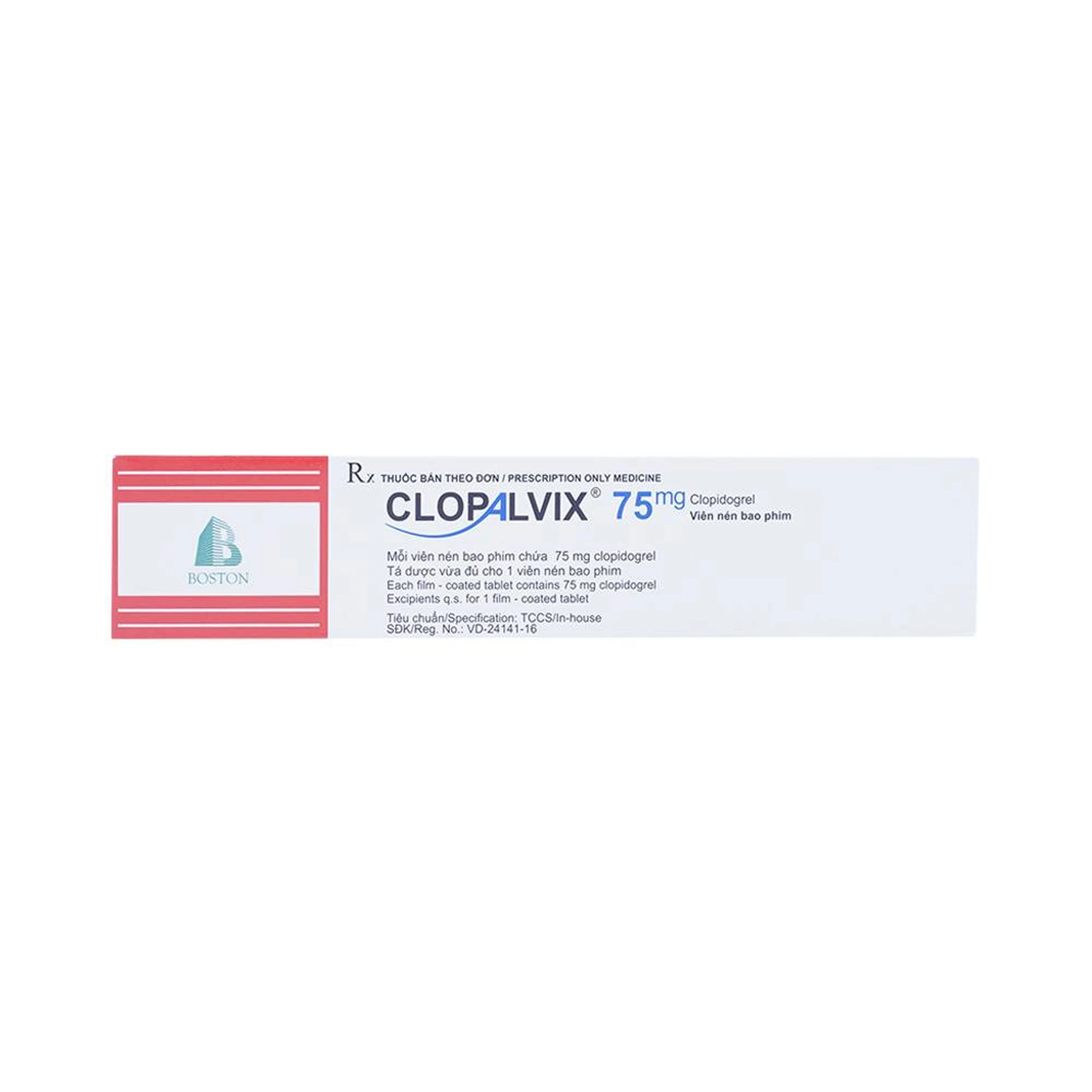 Thuốc Clopalvix 75mg Boston phòng ngừa xơ vữa động mạch, nhồi máu cơ tim (5 vỉ x 14 viên)