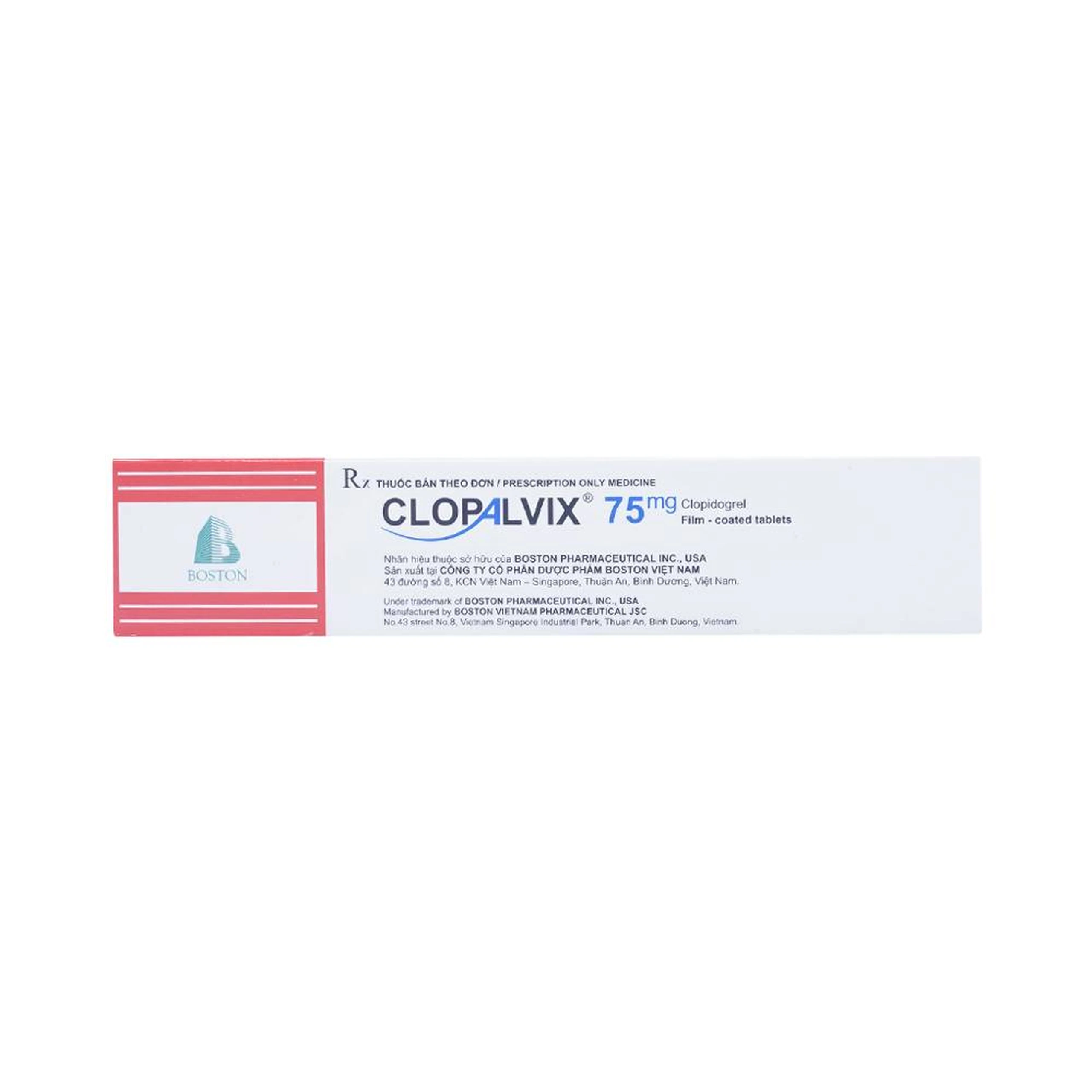 Thuốc Clopalvix 75mg Boston phòng ngừa xơ vữa động mạch, nhồi máu cơ tim (5 vỉ x 14 viên)