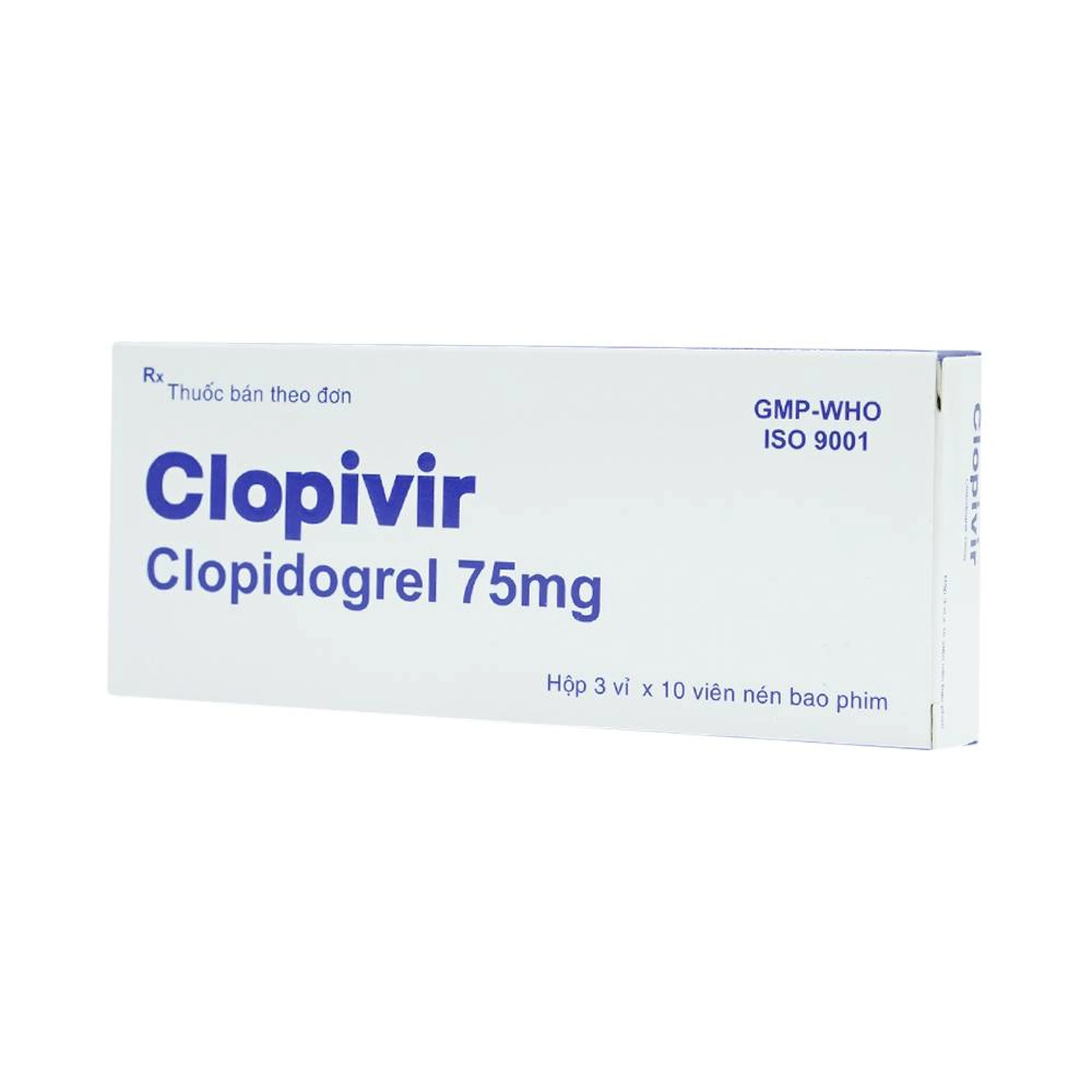 Thuốc Clopivir 75mg Bidiphar phòng ngừa nhồi máu cơ tim, đột quỵ (3 vỉ x 10 viên)