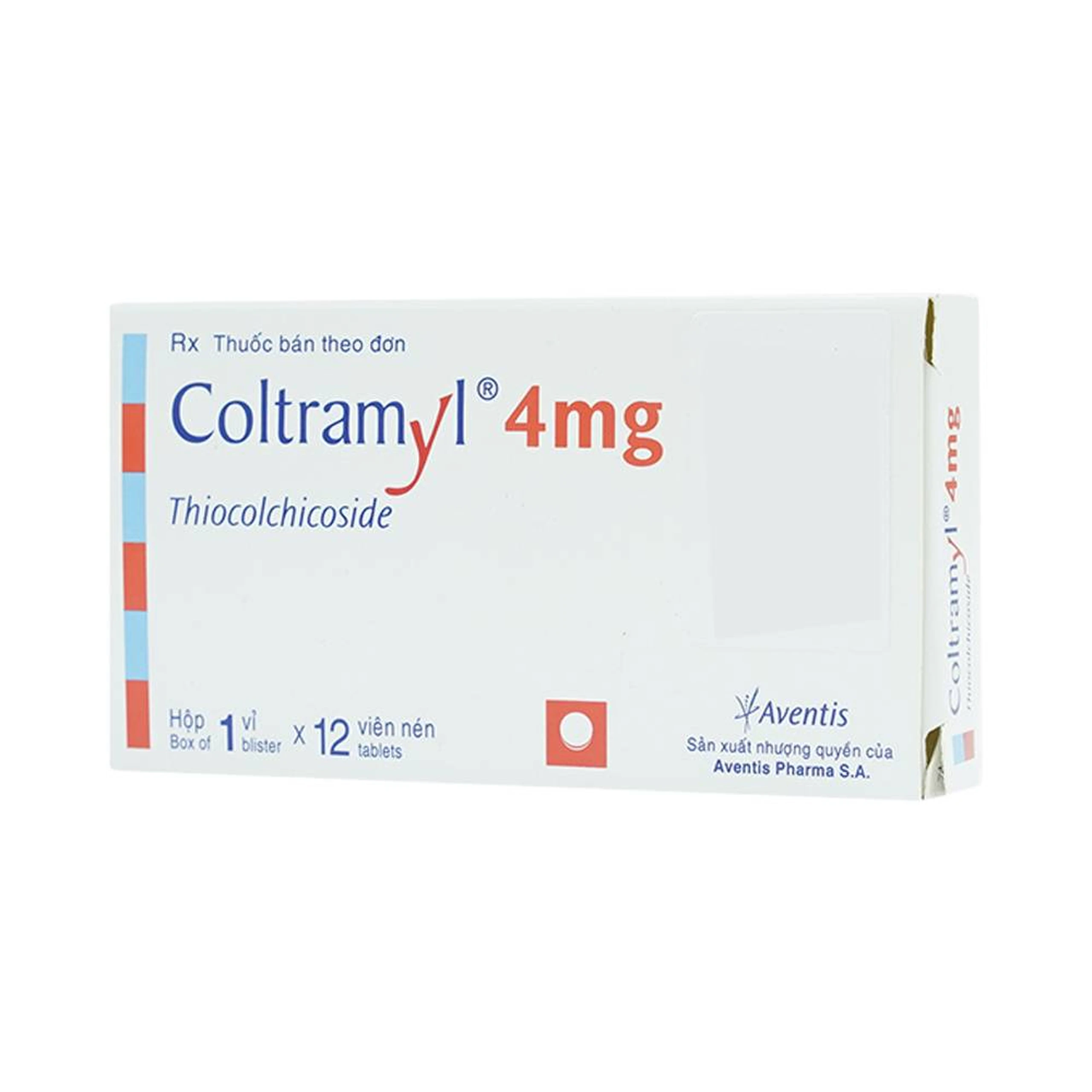 Thuốc Coltramyl 4mg Roussel điều trị hỗ trợ đau do co cứng cơ bắp cấp tính (1 vỉ x 12 viên)