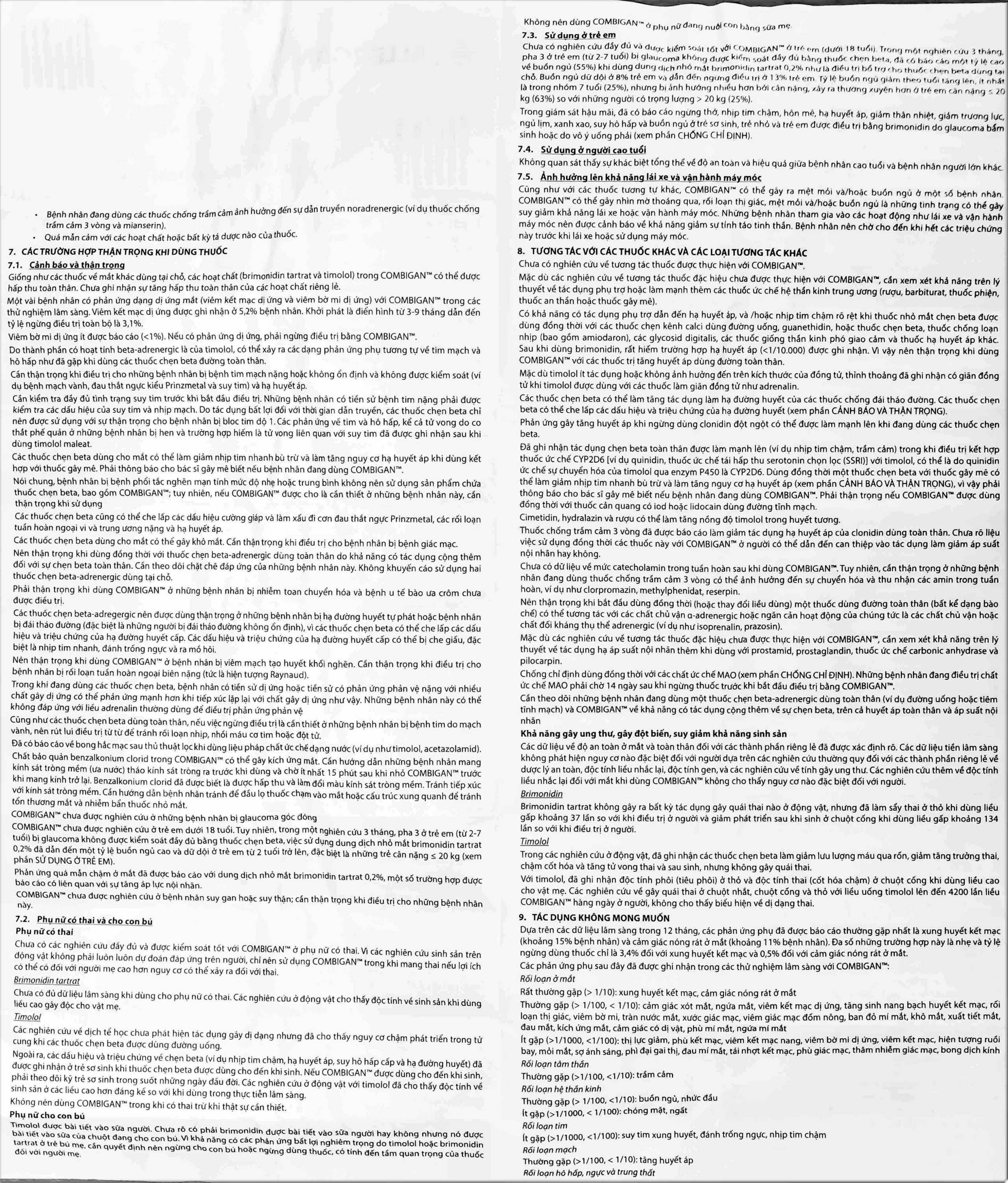 Thuốc nhỏ mắt Combigan Allergan giảm áp suất nội nhãn (5ml)