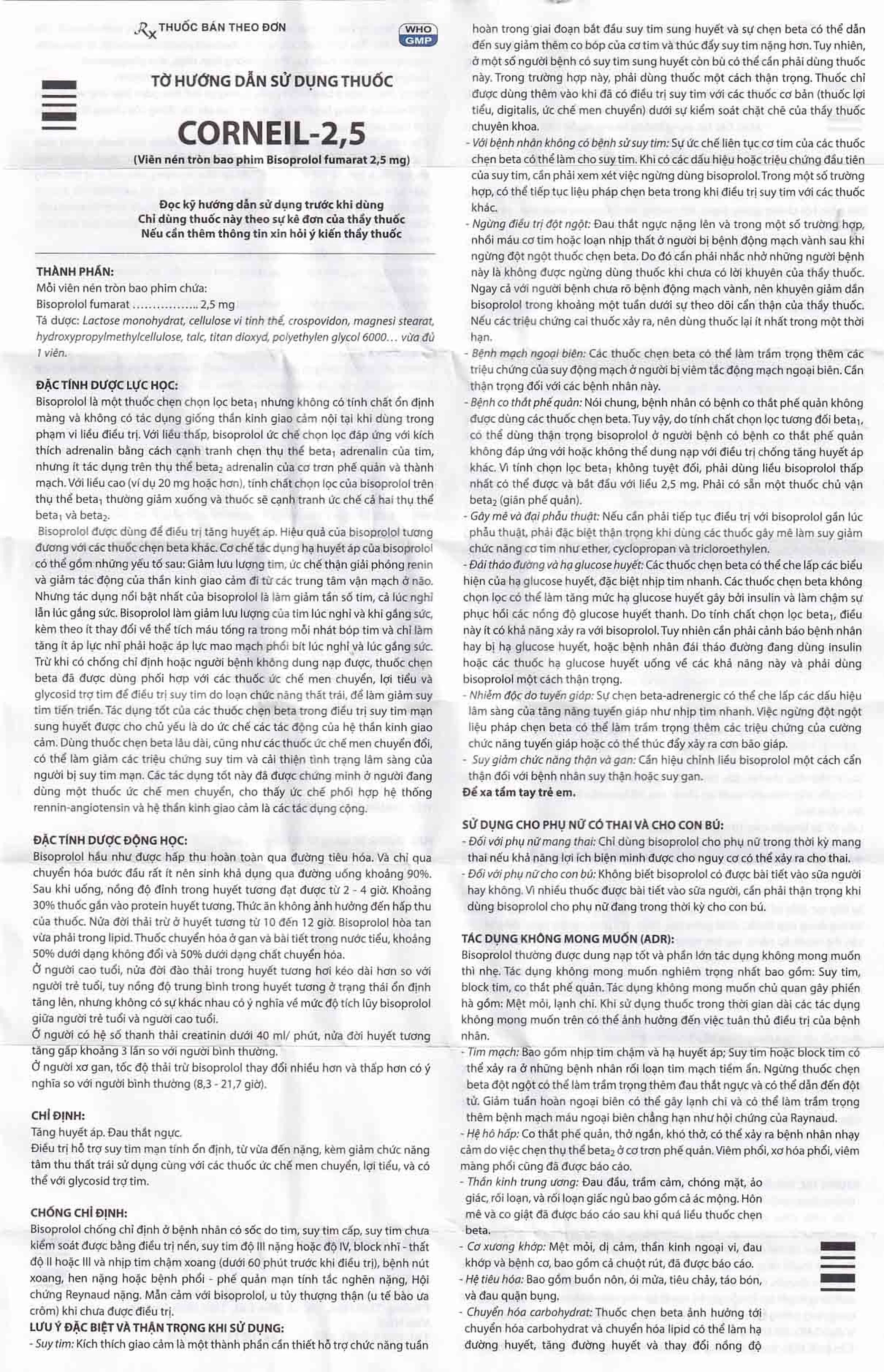 Thuốc Corneil Đạt Vi Phú điều trị tăng huyết áp, đau thắt ngực (6 vỉ x 10 viên)