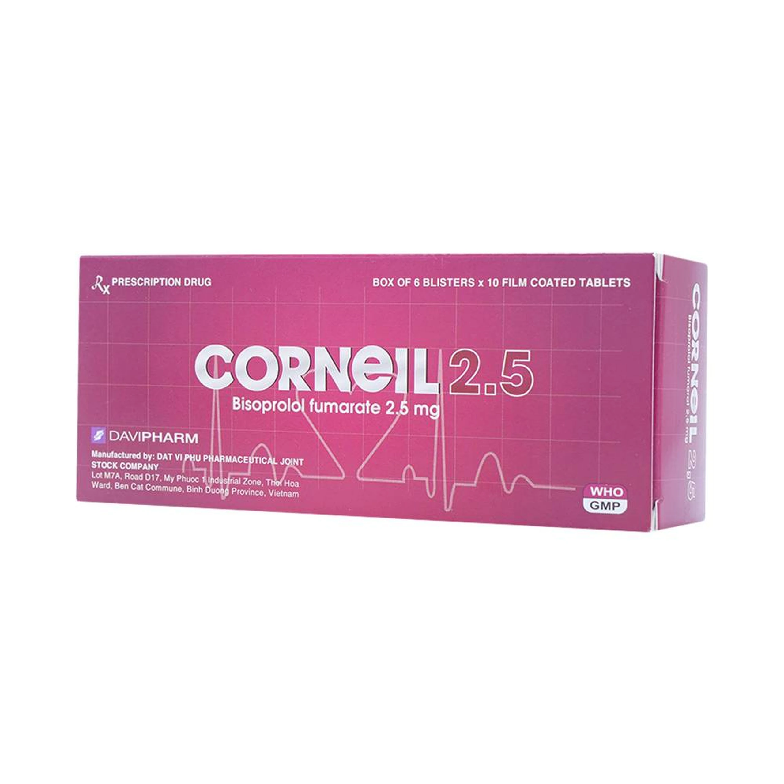 Thuốc Corneil Đạt Vi Phú điều trị tăng huyết áp, đau thắt ngực (6 vỉ x 10 viên)