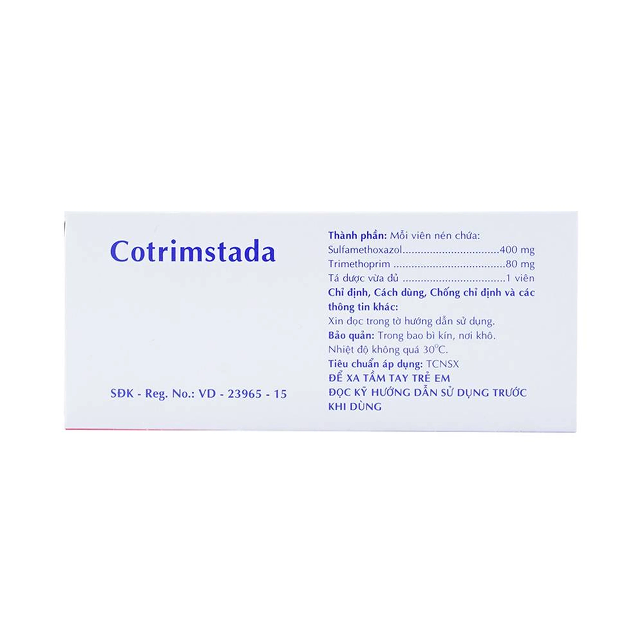 Thuốc Cotrimstada Stada điều trị nhiễm khuẩn (10 vỉ x 10 viên)