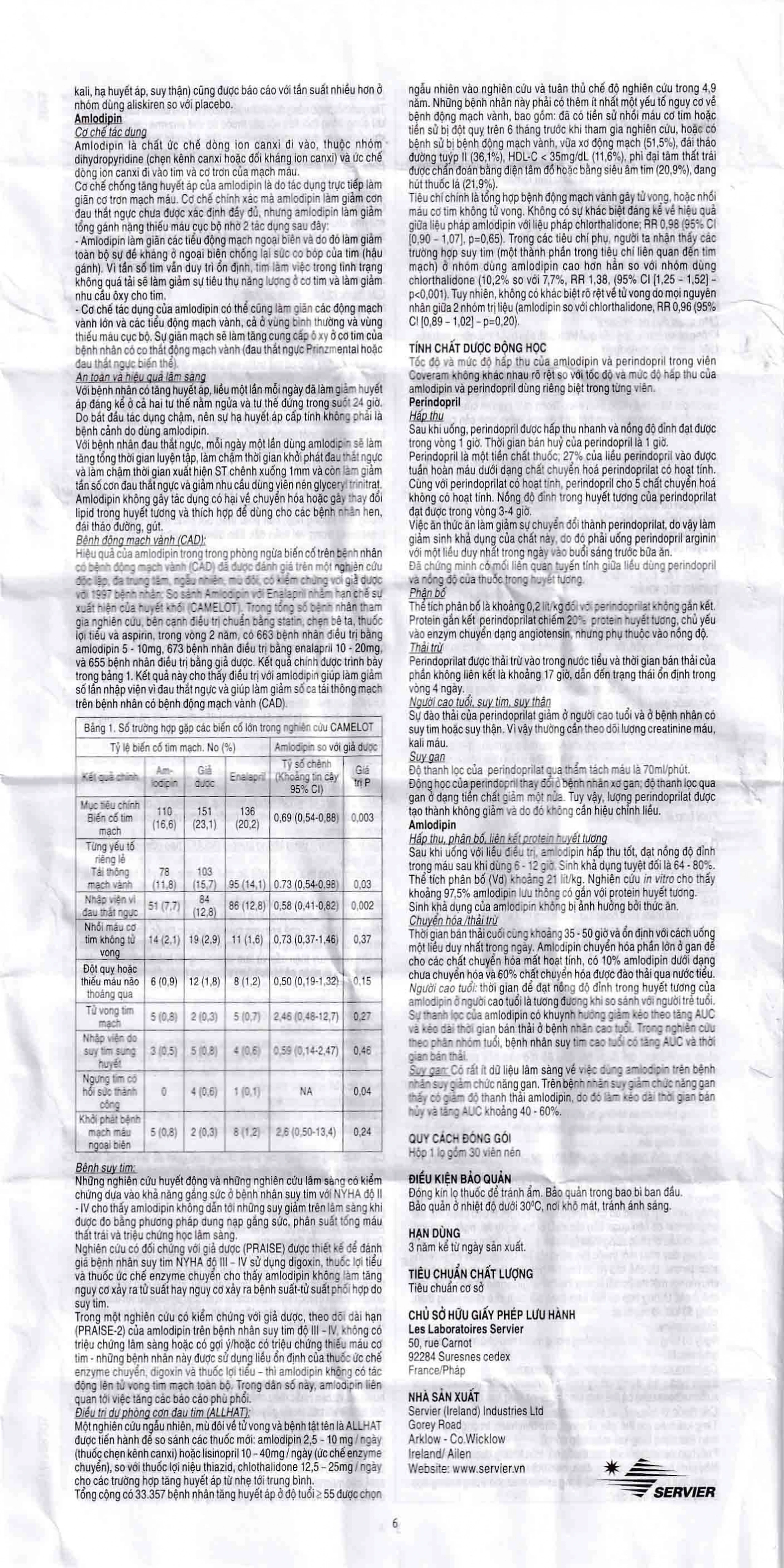 Thuốc Coveram 10mg/10mg Servier điều trị tăng huyết áp (30 viên)