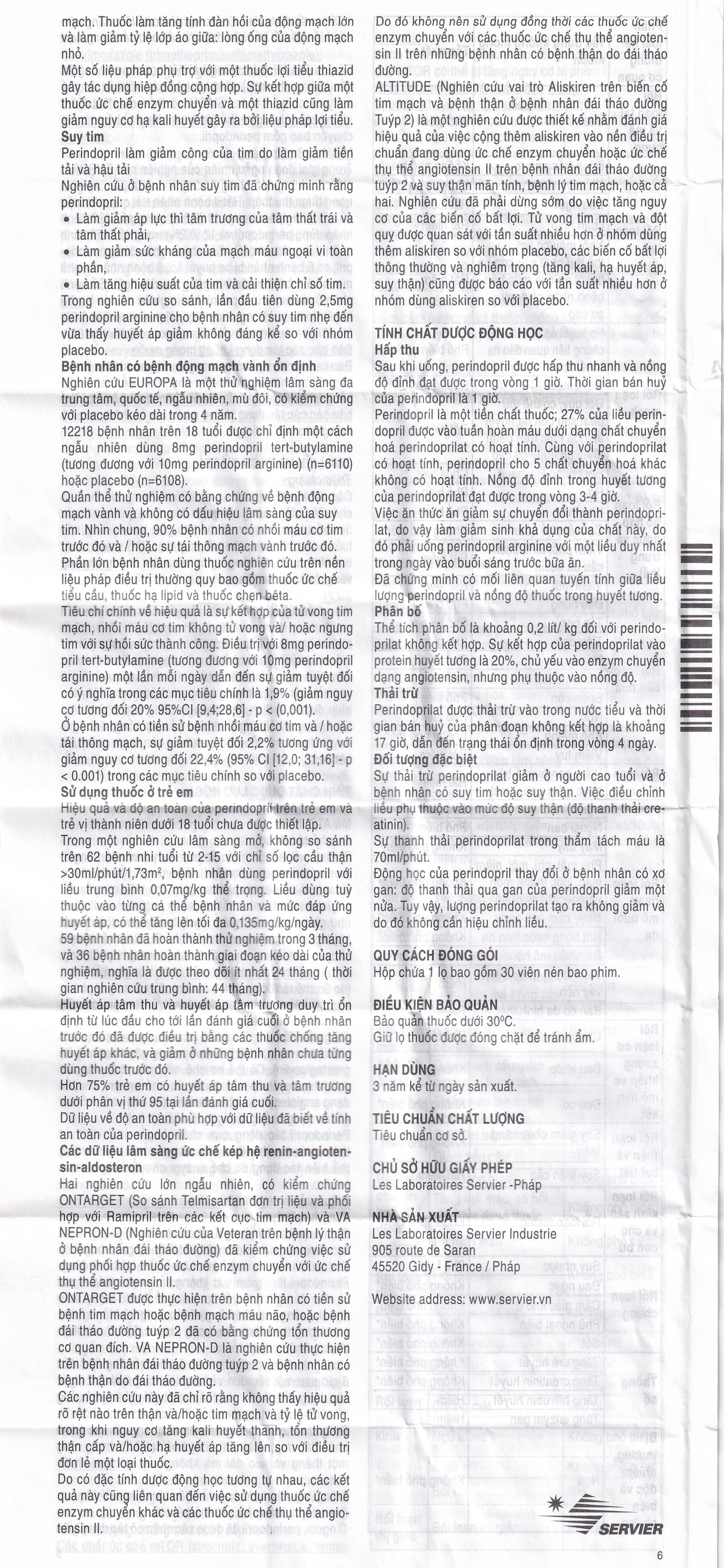 Thuốc Coversyl 5mg Servier điều trị tăng huyết áp (30 viên)