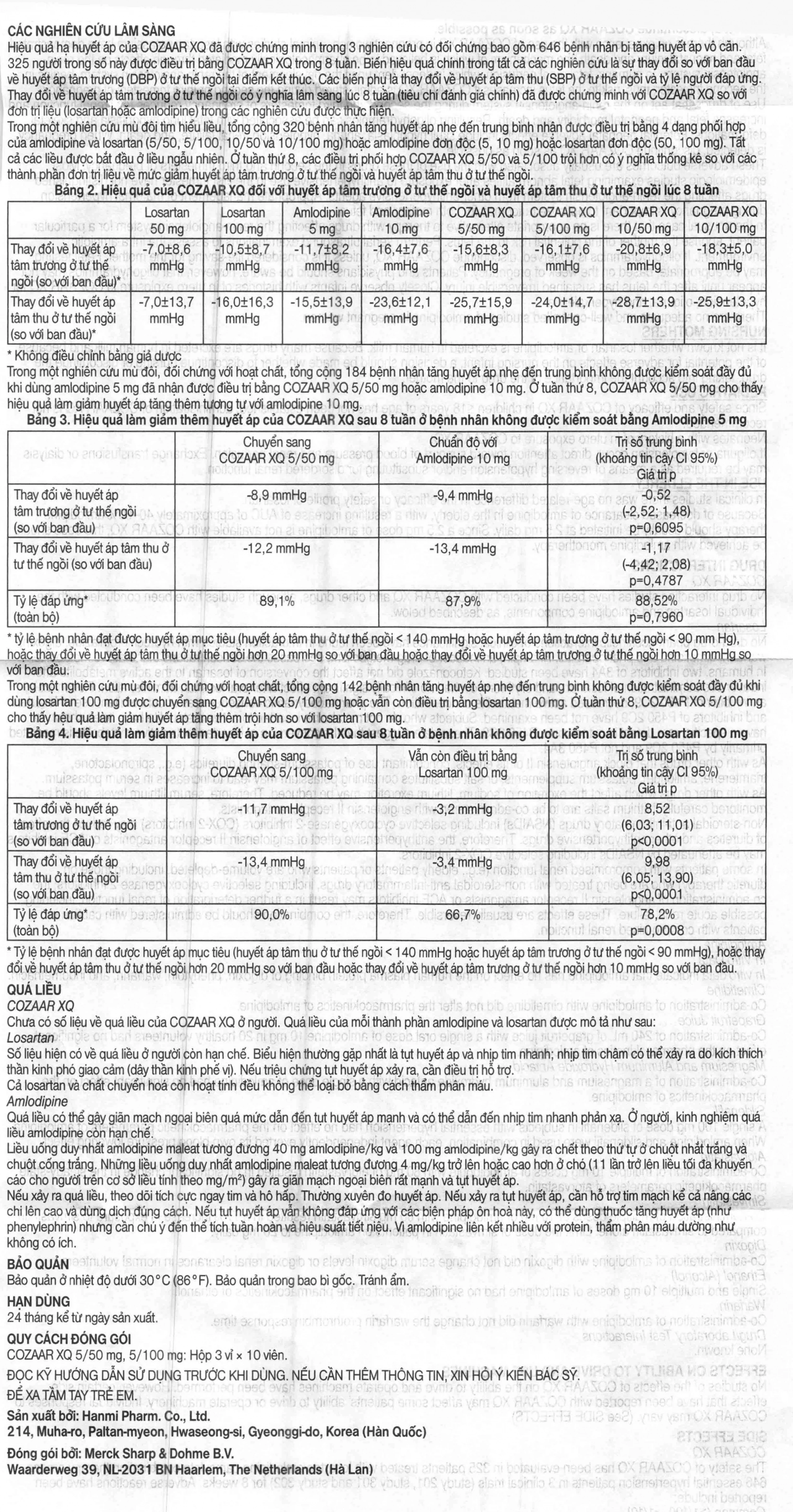 Thuốc Cozaar XQ 5/100mg MSD điều trị cao huyết áp vô căn (3 vỉ x 10 viên)
