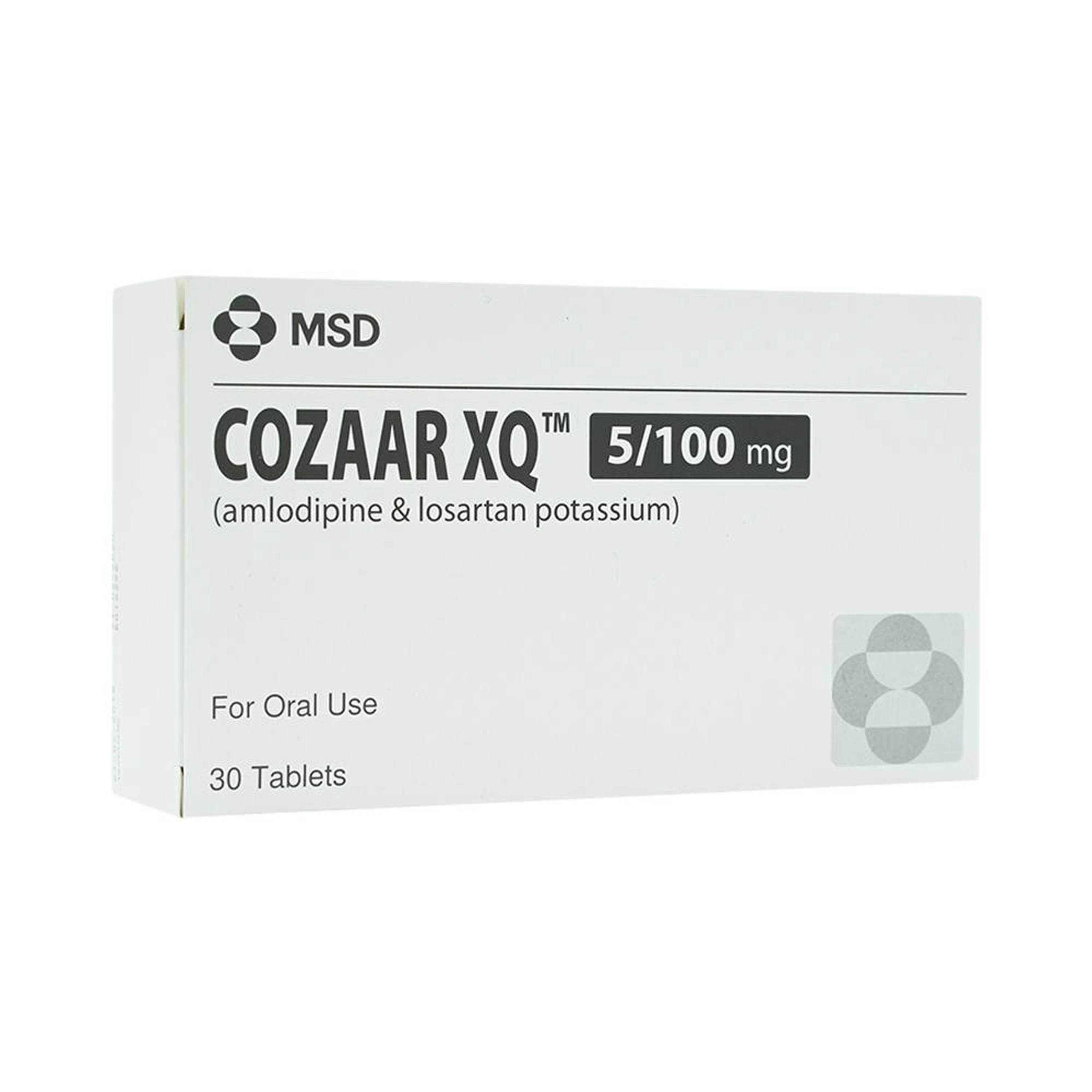 Thuốc Cozaar XQ 5/100mg MSD điều trị cao huyết áp vô căn (3 vỉ x 10 viên)