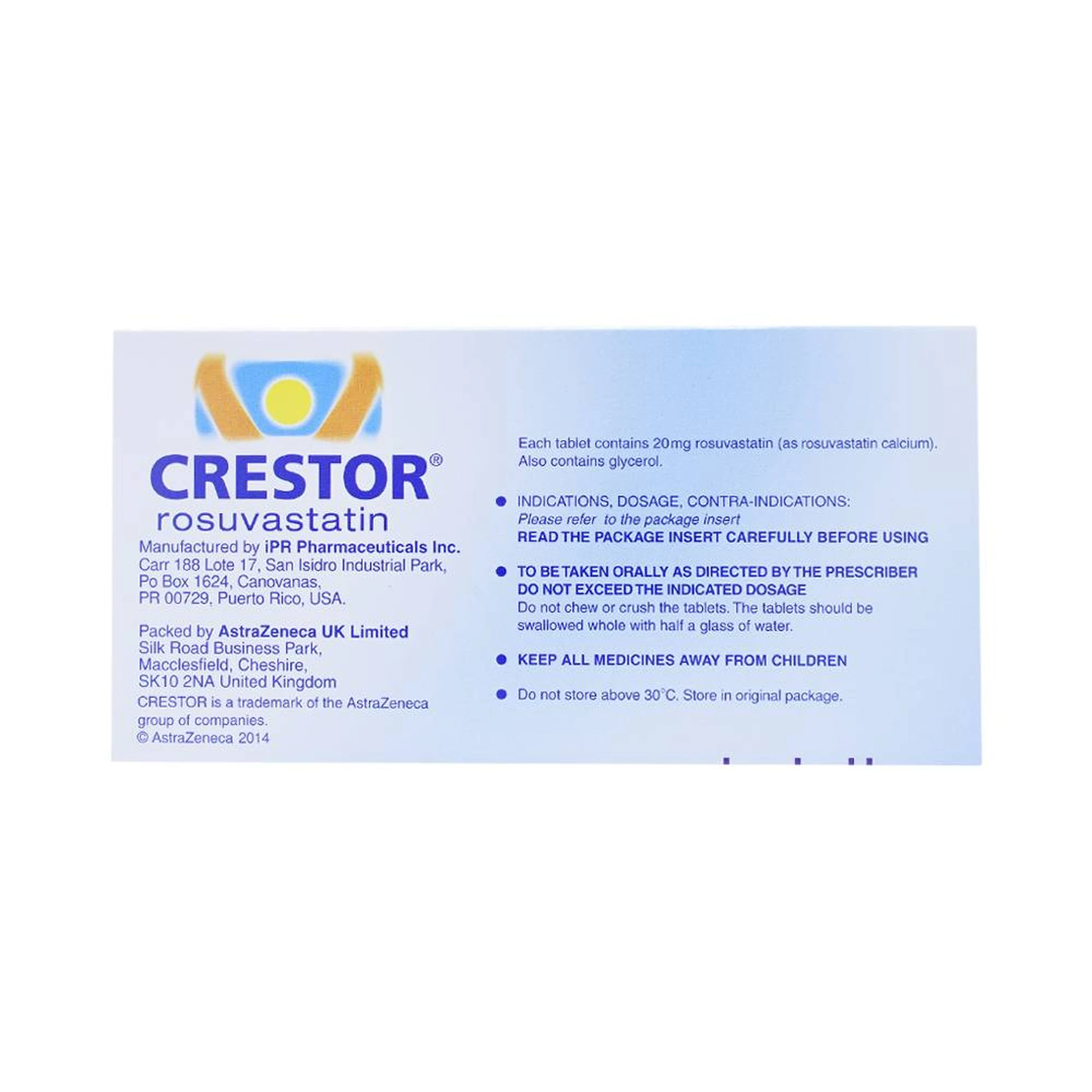 Thuốc Crestor 20mg AstraZeneca điều trị tăng cholesterol máu nguyên phát (2 vỉ x 14 viên)