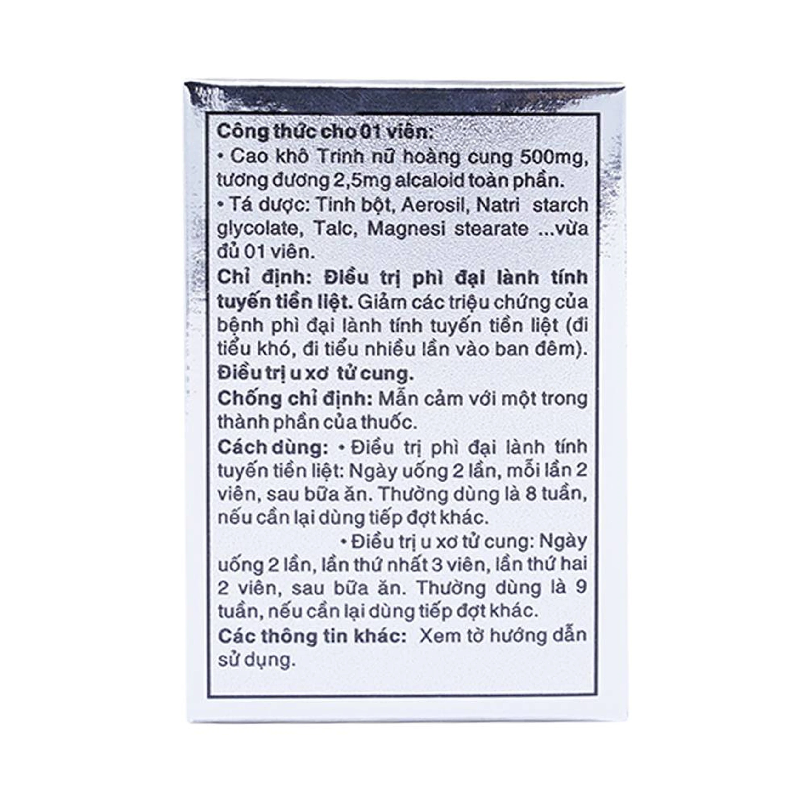 Thuốc Crila Forte Thiên Dược điều trị phì đại lành tính tuyến tiền liệt, u xơ tử cung (20 viên)