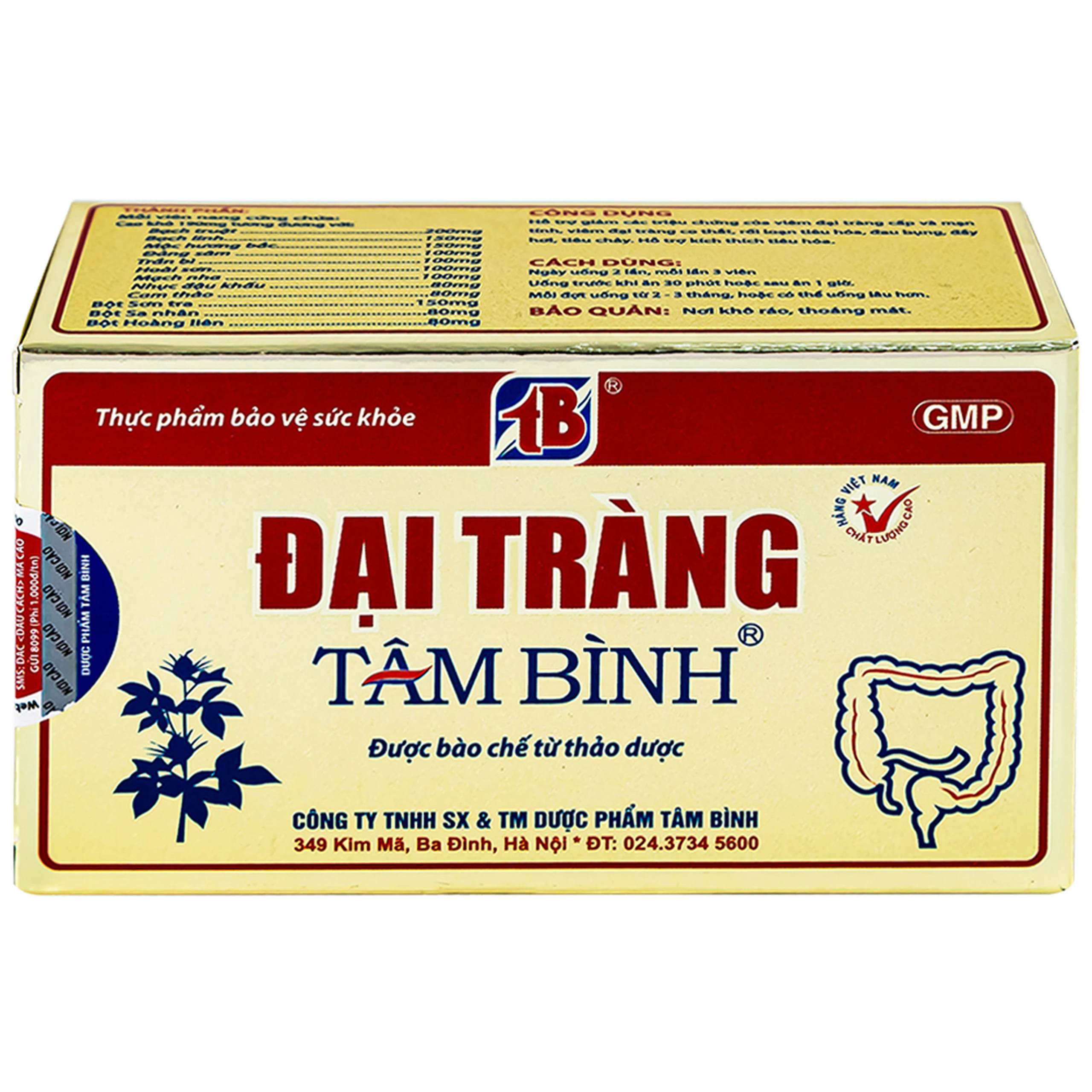 Viên giảm viêm đại tràng cấp và mãn tính Đại Tràng Tâm Bình (5 vỉ x 12 viên)