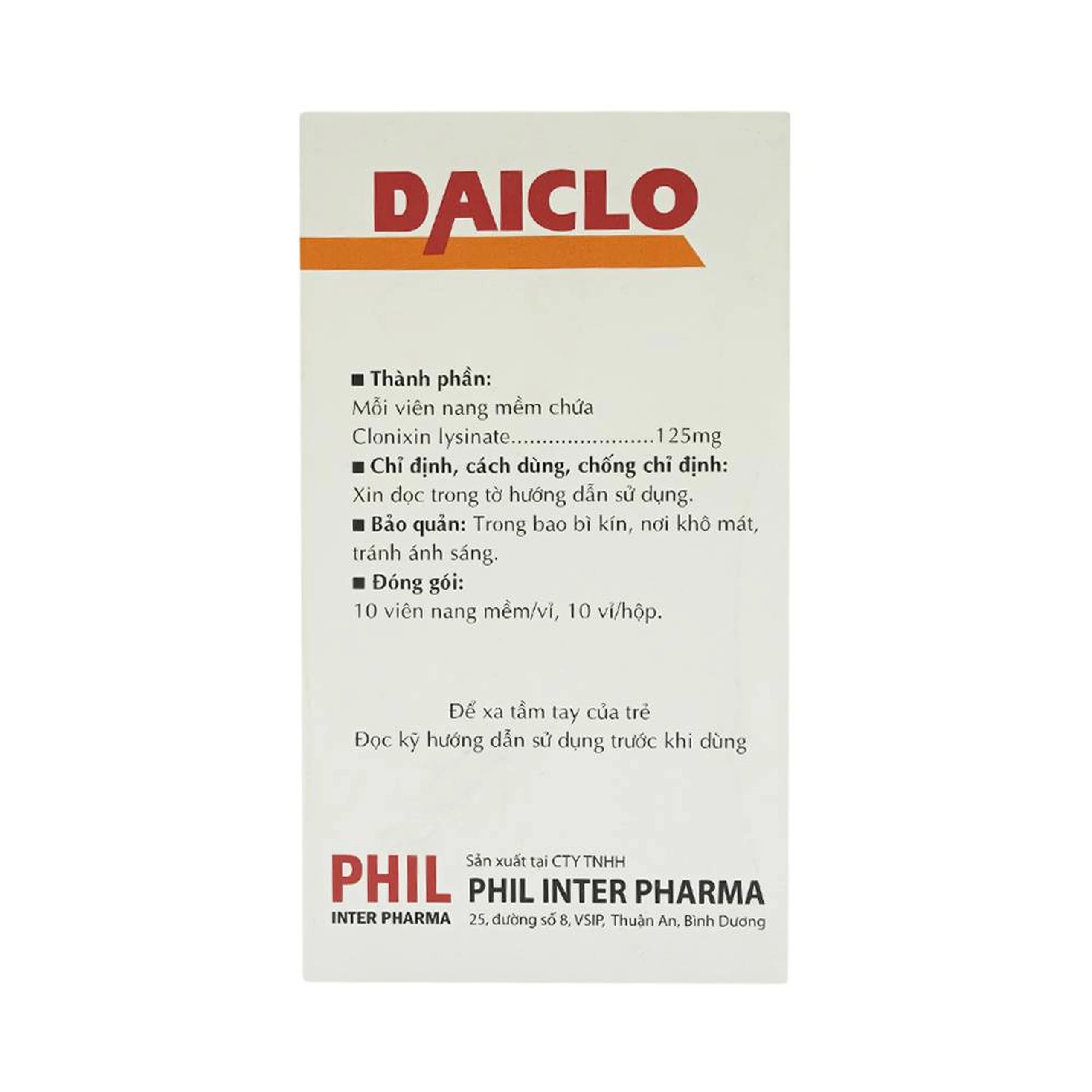 Thuốc Daiclo 125mg Phil giảm các triệu chứng đau từ nhẹ đến vừa (10 vỉ x 10 viên)
