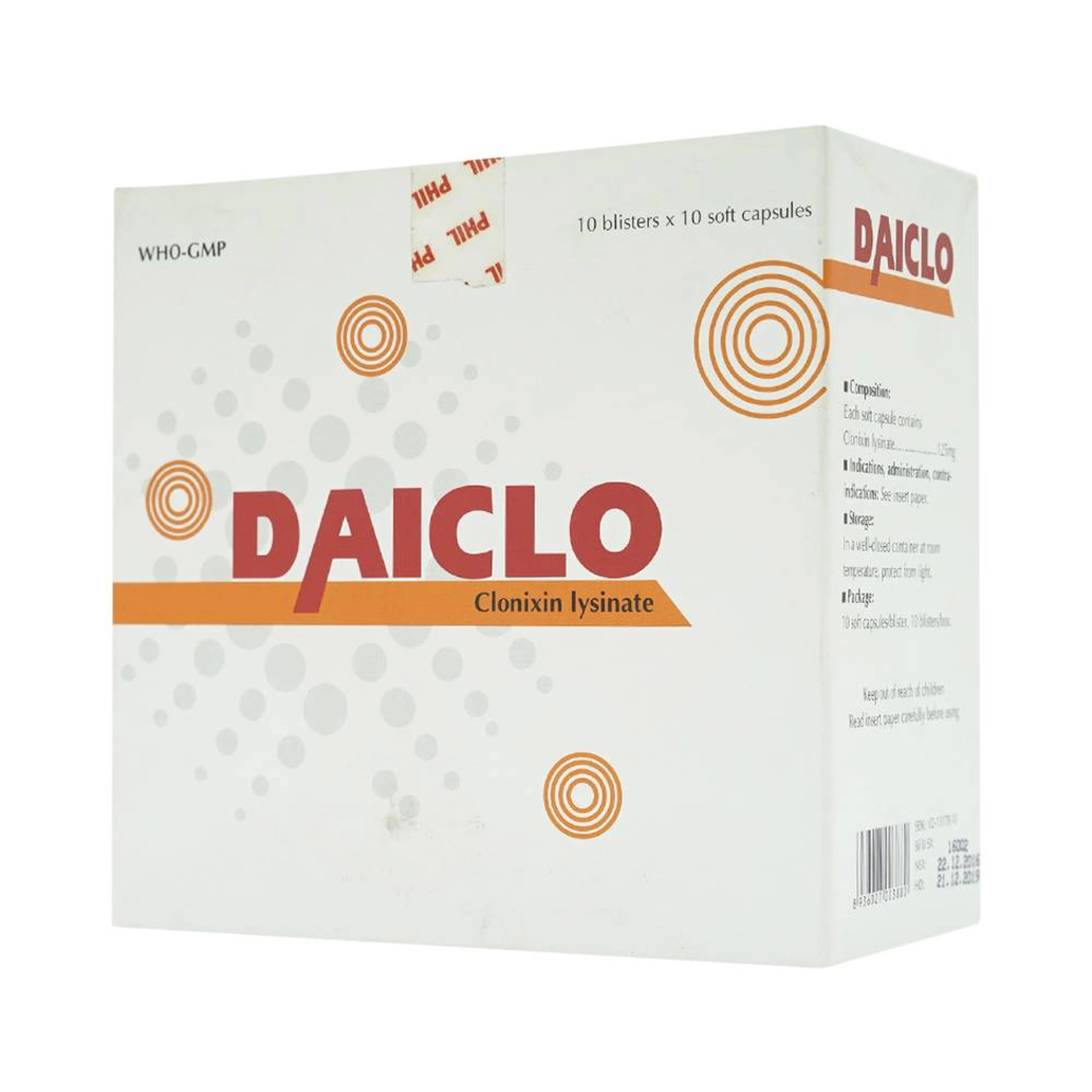 Thuốc Daiclo 125mg Phil giảm các triệu chứng đau từ nhẹ đến vừa (10 vỉ x 10 viên)