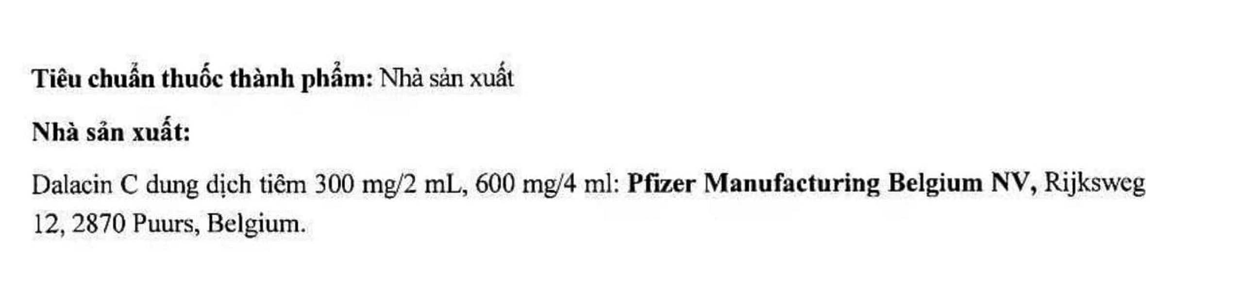 Thuốc tiêm Dalacin C 600mg/4ml Pfizer điều trị nhiễm khuẩn (4ml)