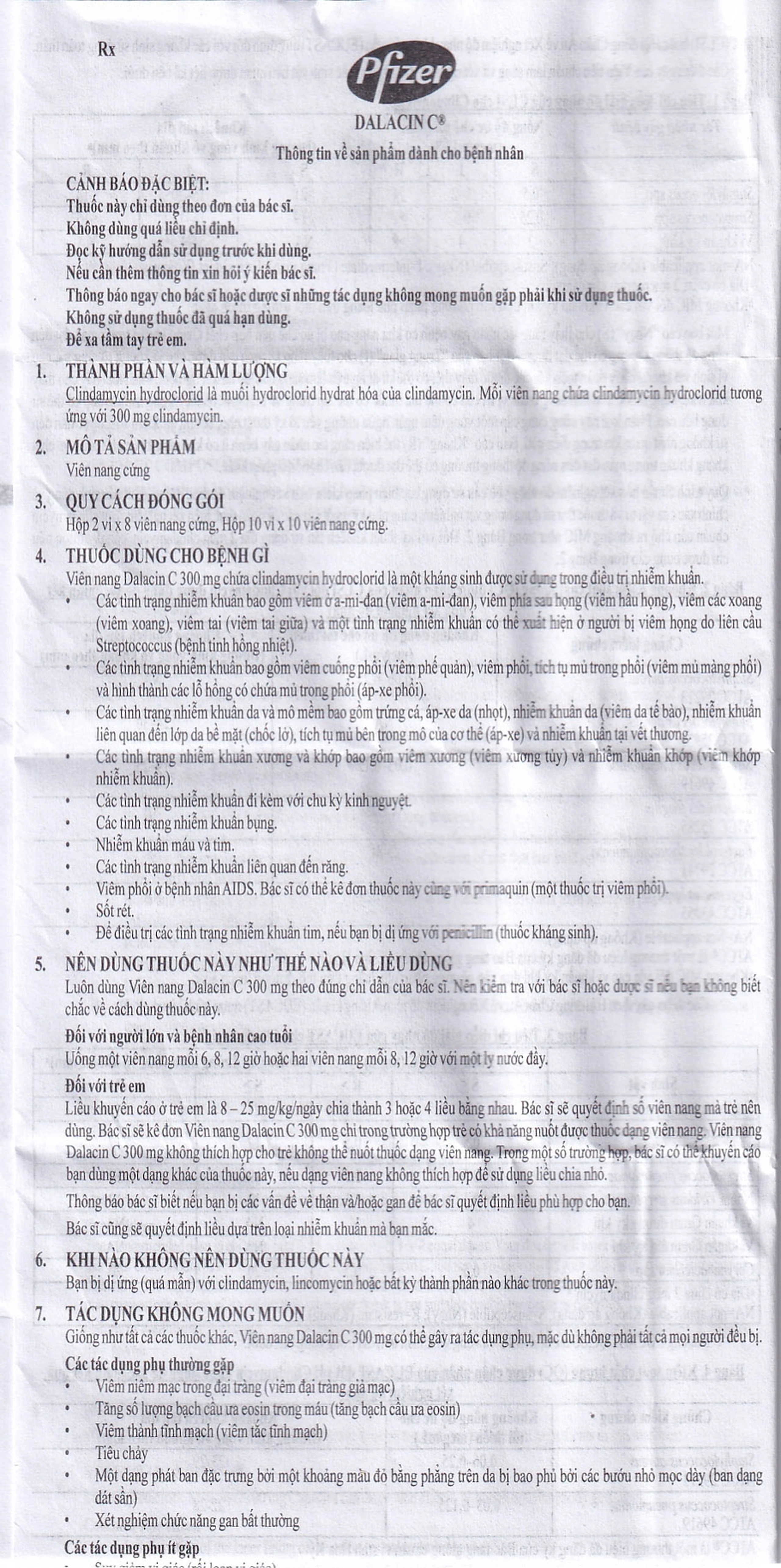 Thuốc Dalacin C 300mg Pfizer điều trị nhiễm khuẩn (2 vỉ x 8 viên)
