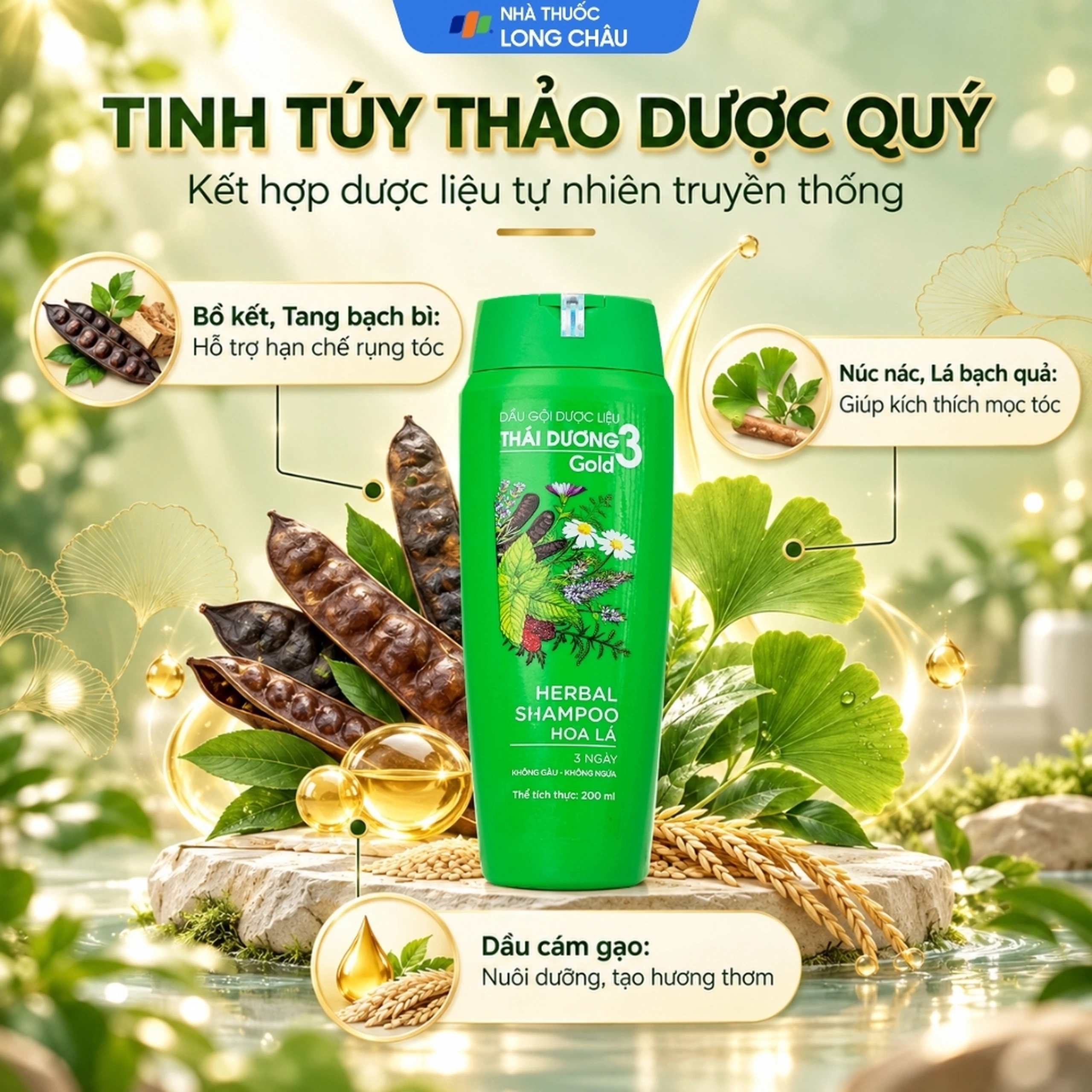 Dầu gội dược liệu Thái Dương 3 kích thích mọc tóc 200ml 3