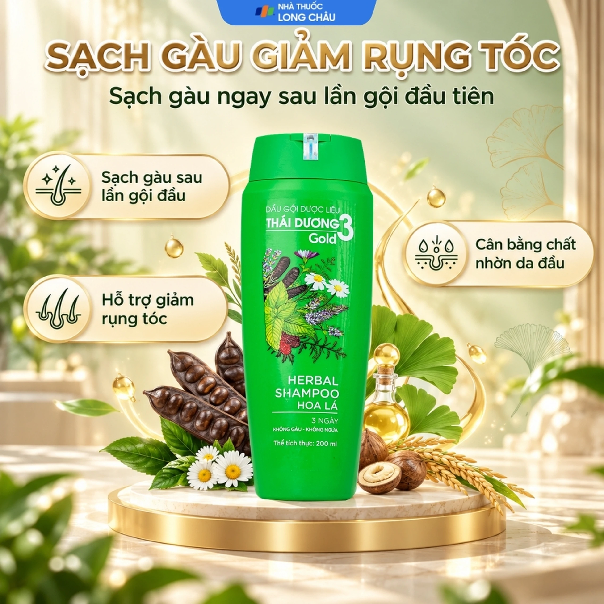 Dầu gội dược liệu Thái Dương 3 kích thích mọc tóc 200ml 2