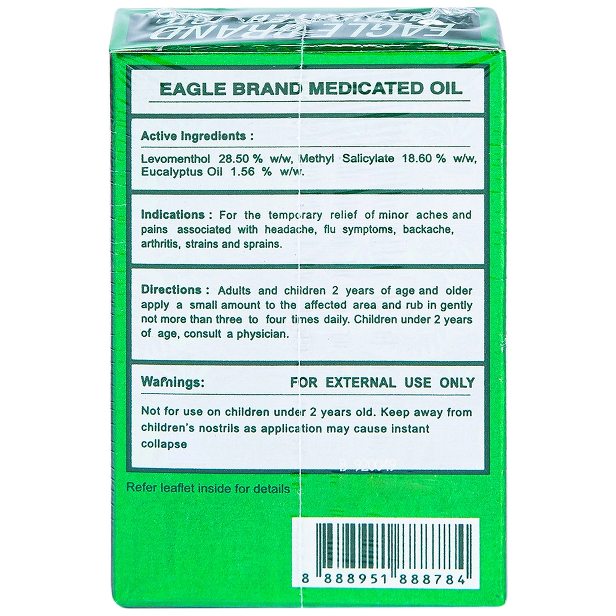 Dầu gió xanh Con Ó Eagle Brand Medicated Oil giảm nhức đầu, cảm cúm, đau lưng, viêm khớp (12 chai x 12ml)