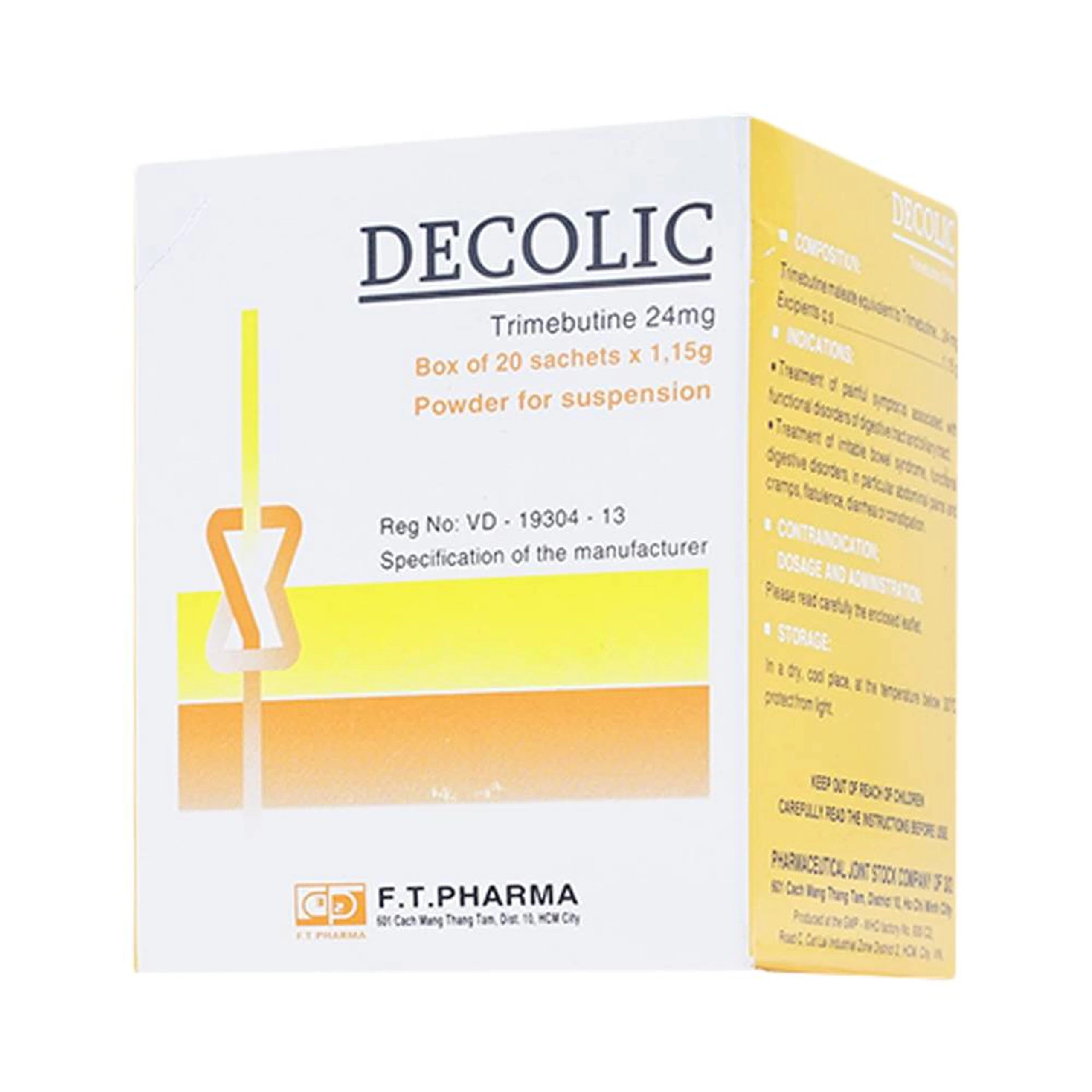 Bột Decolic điều trị triệu chứng đau do rối loạn chức năng đường tiêu hóa và ống mật (20 gói x 1.15g)