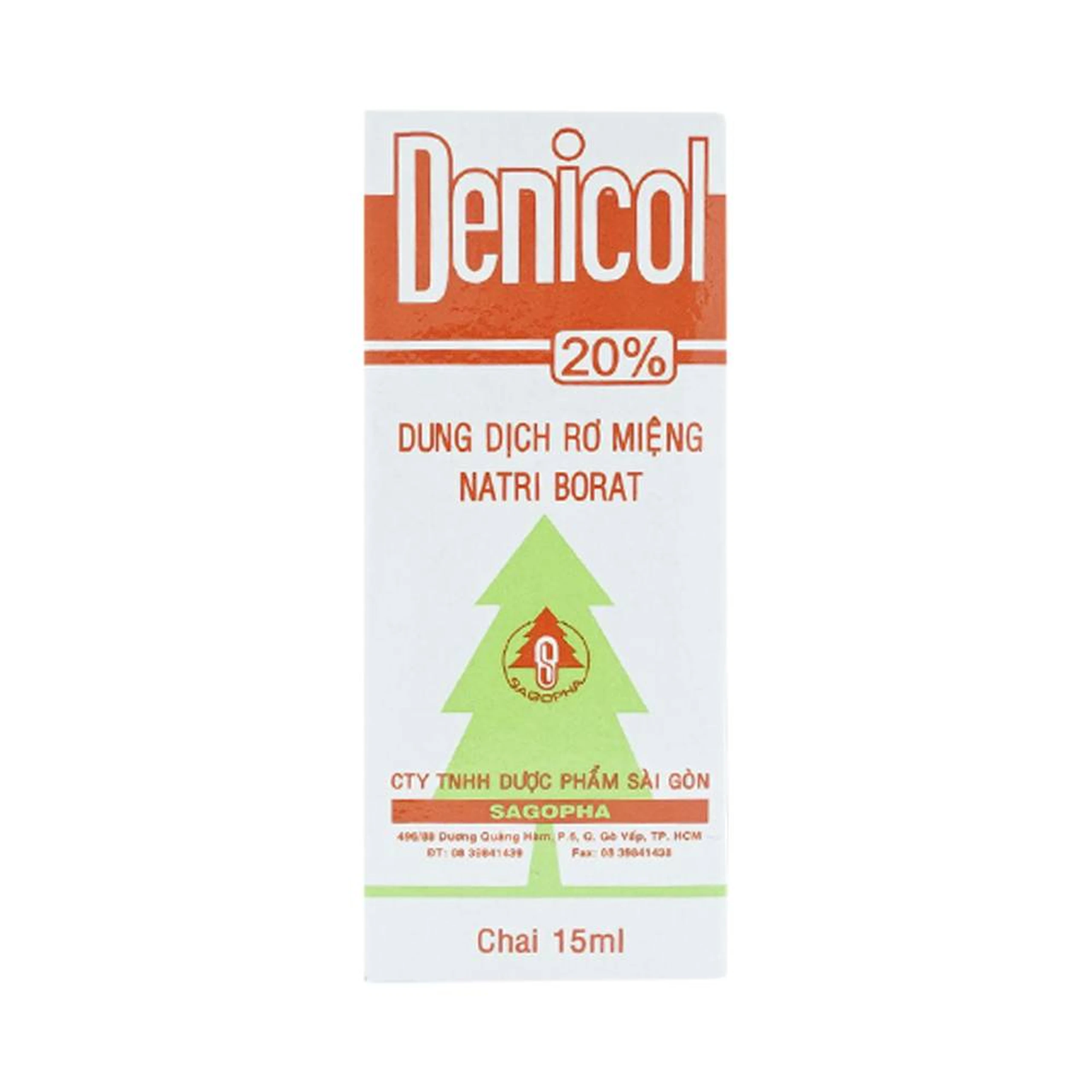 Dung dịch rơ miệng Denicol 20% Sagopha điều trị tưa lưỡi, lở miệng, sưng lợi (15ml)