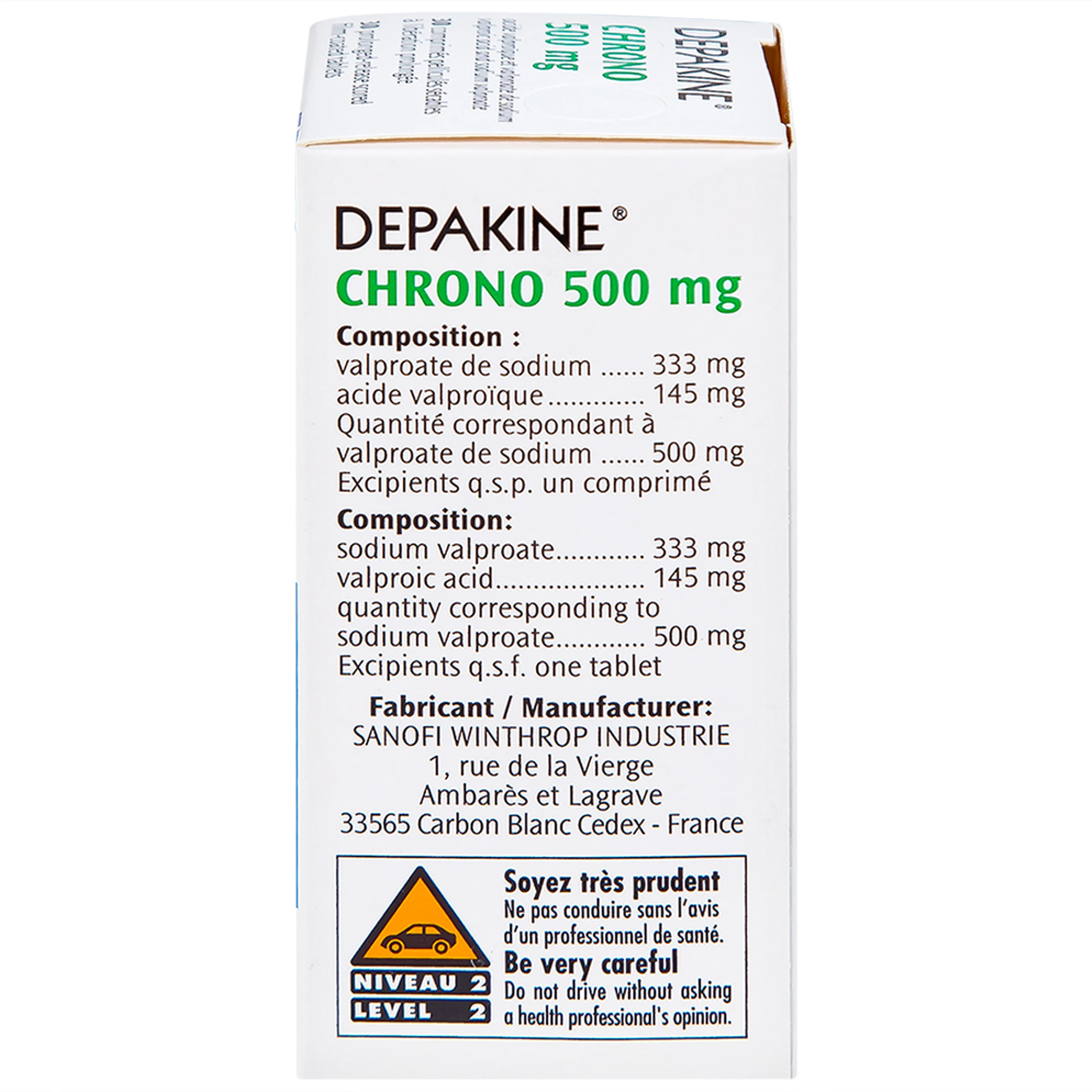 Thuốc Depakine Chrono 500mg Sanofi điều trị động kinh (30 viên)