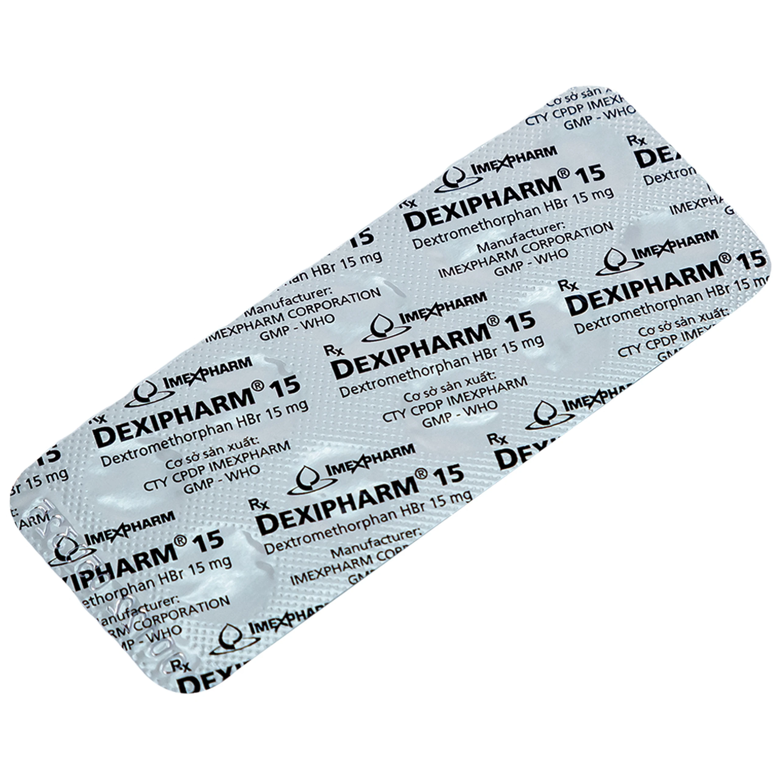 Thuốc Dexipharm 15mg Imexpharm điều trị triệu chứng ho (10 vỉ x 10 viên)