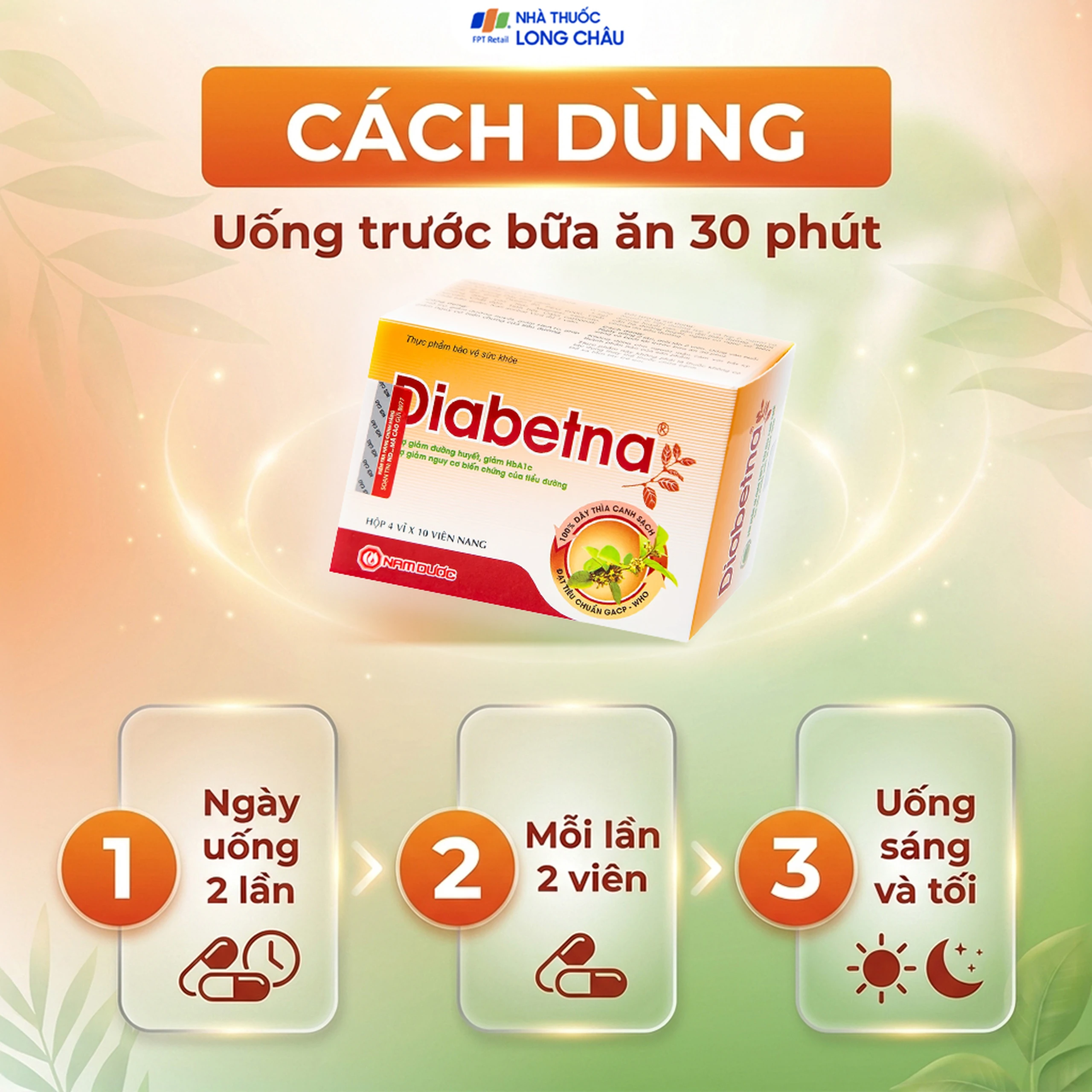 Viên hỗ trợ giảm đường huyết Diabetna Nam Dược (4 vỉ x 10 viên) 5