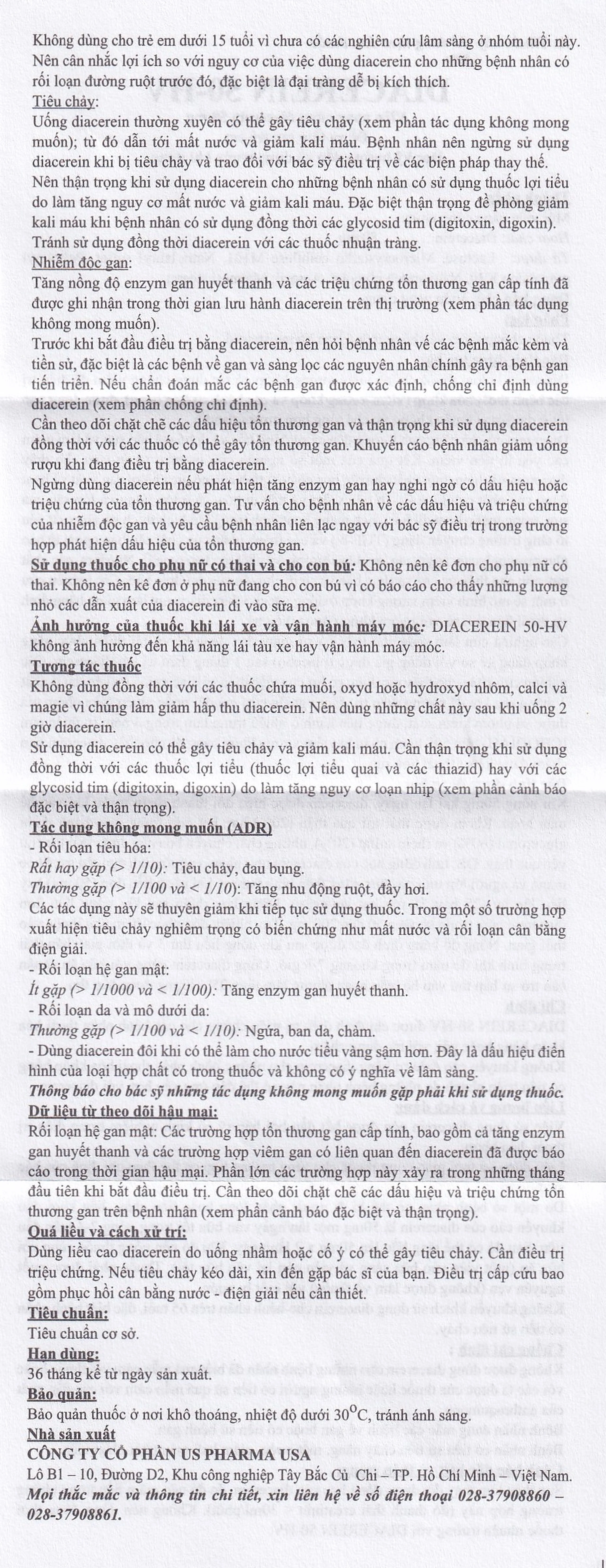 Thuốc Diacerein 50 - HV USP điều trị các bệnh thoái hóa khớp (10 vỉ x 10 viên)