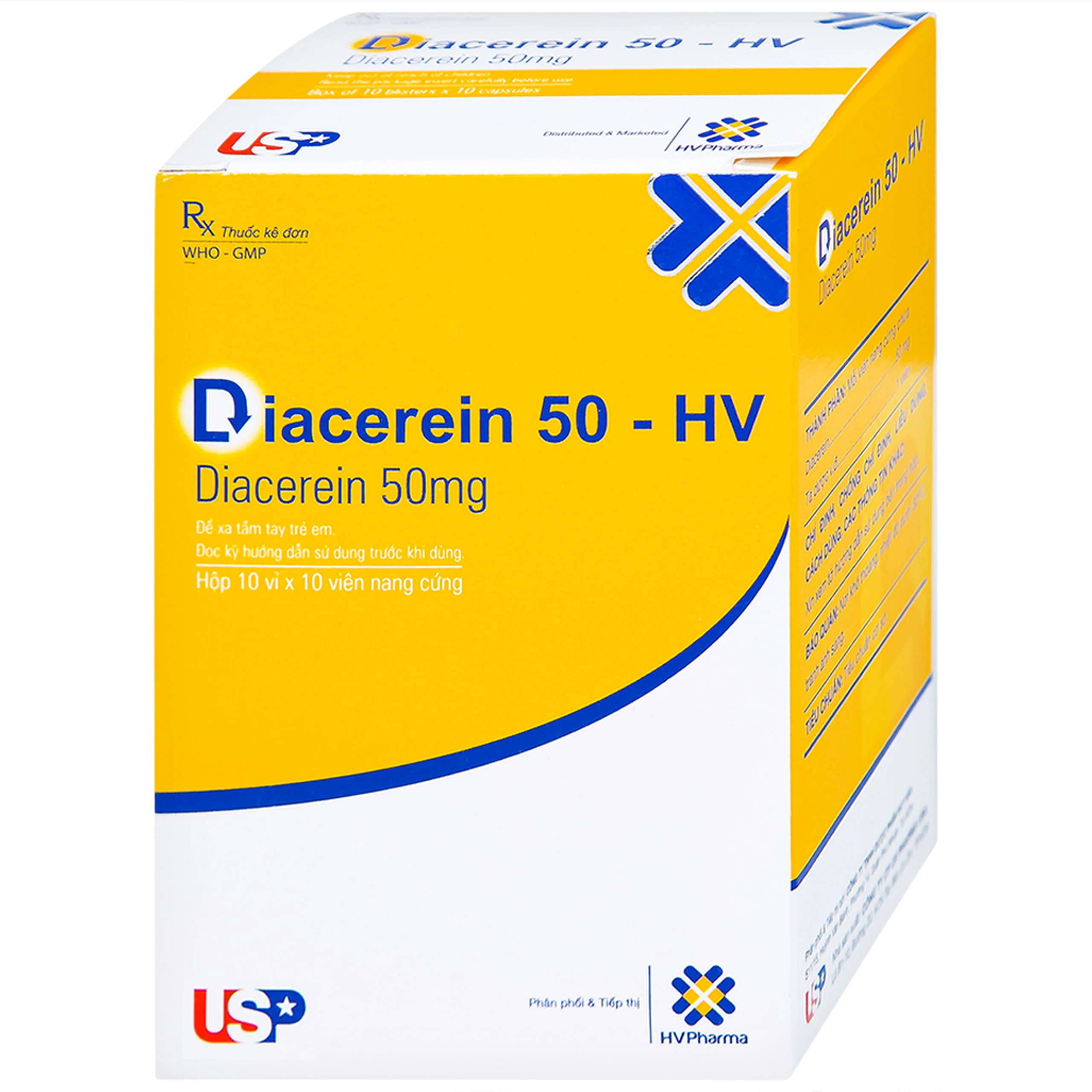 Thuốc Diacerein 50 - HV USP điều trị các bệnh thoái hóa khớp (10 vỉ x 10 viên)