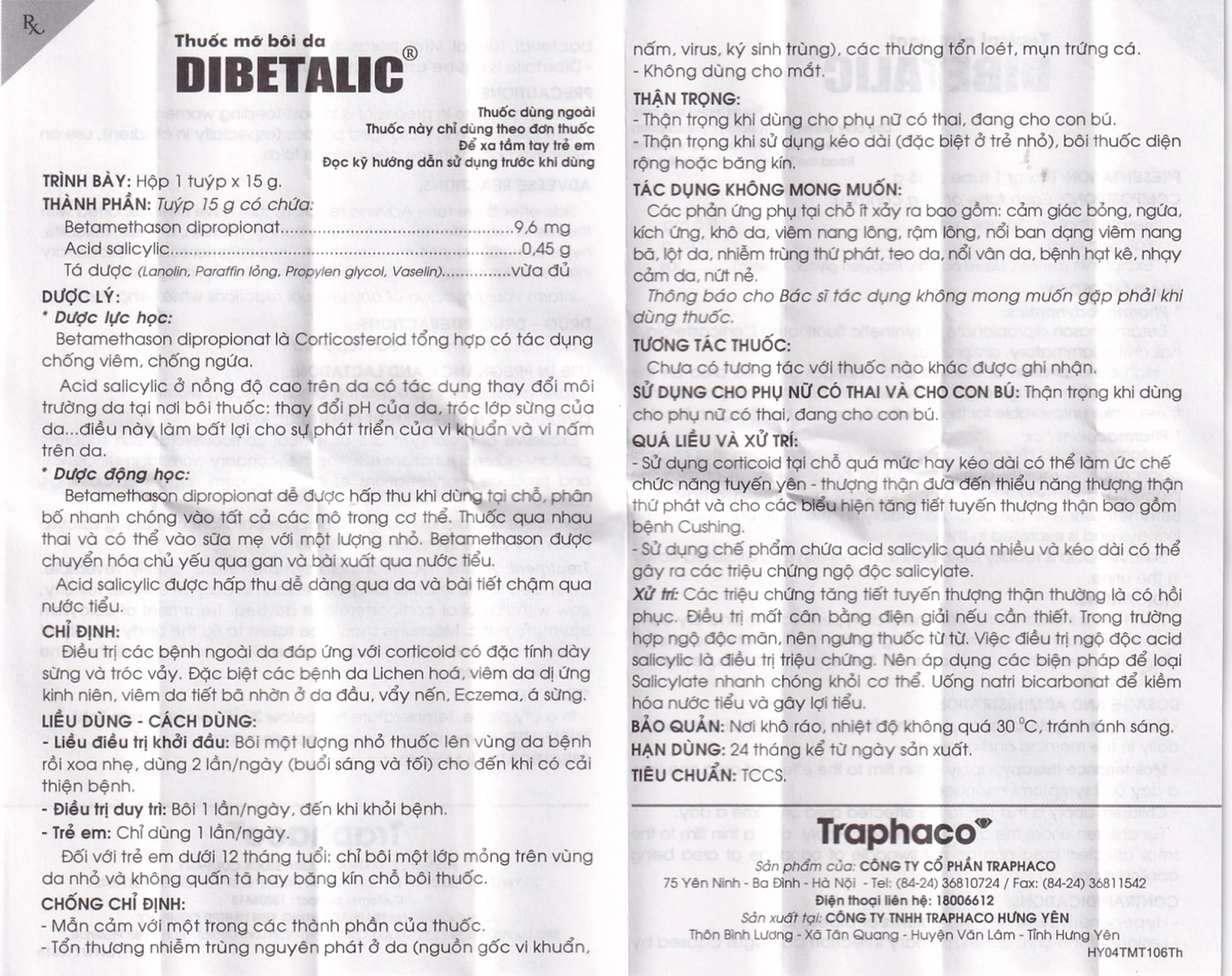Thuốc Dibetalic Traphaco điều trị các bệnh ngoài da (15g)