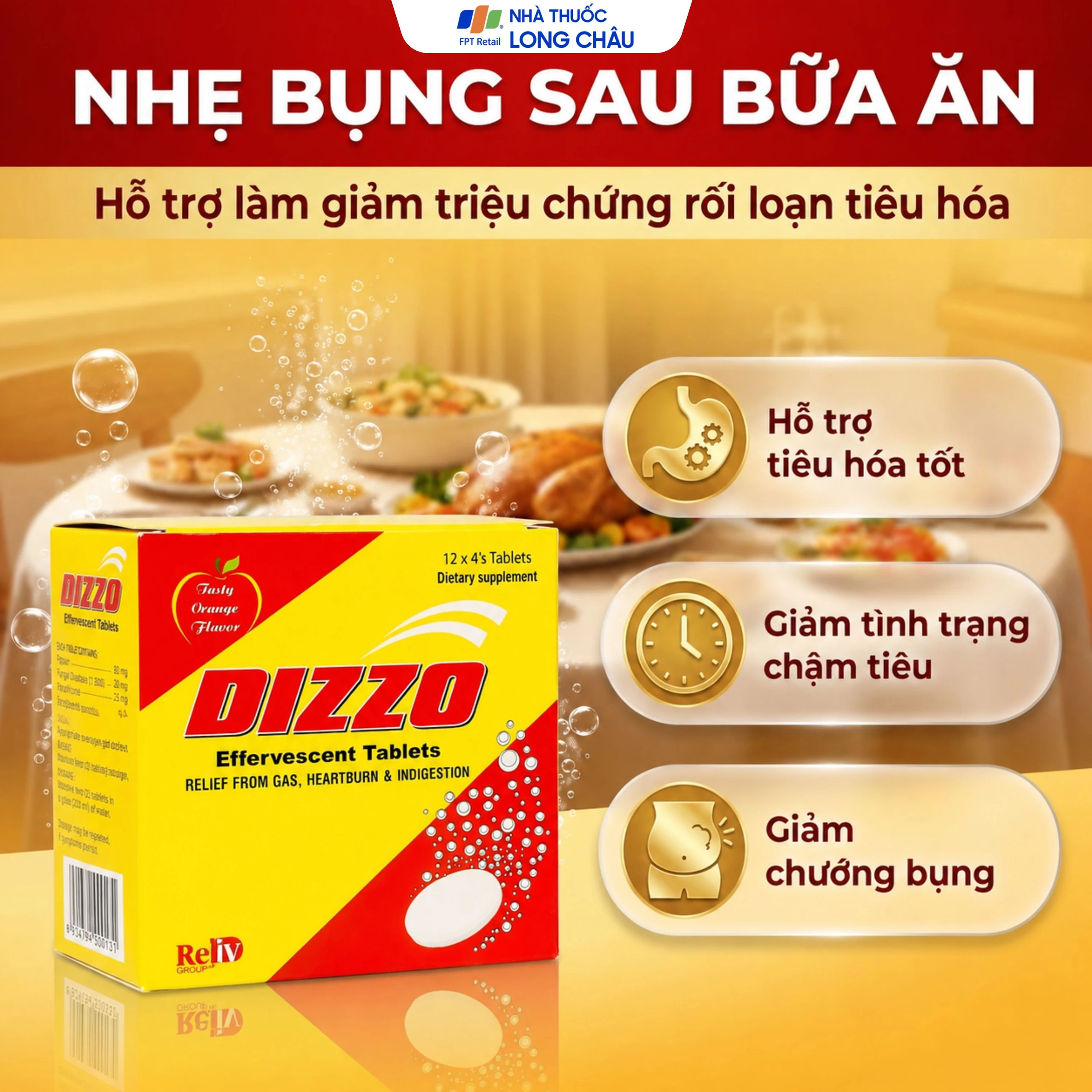 Viên sủi hỗ trợ tiêu hóa Dizzo Rv (12 vỉ x 4 viên) 4