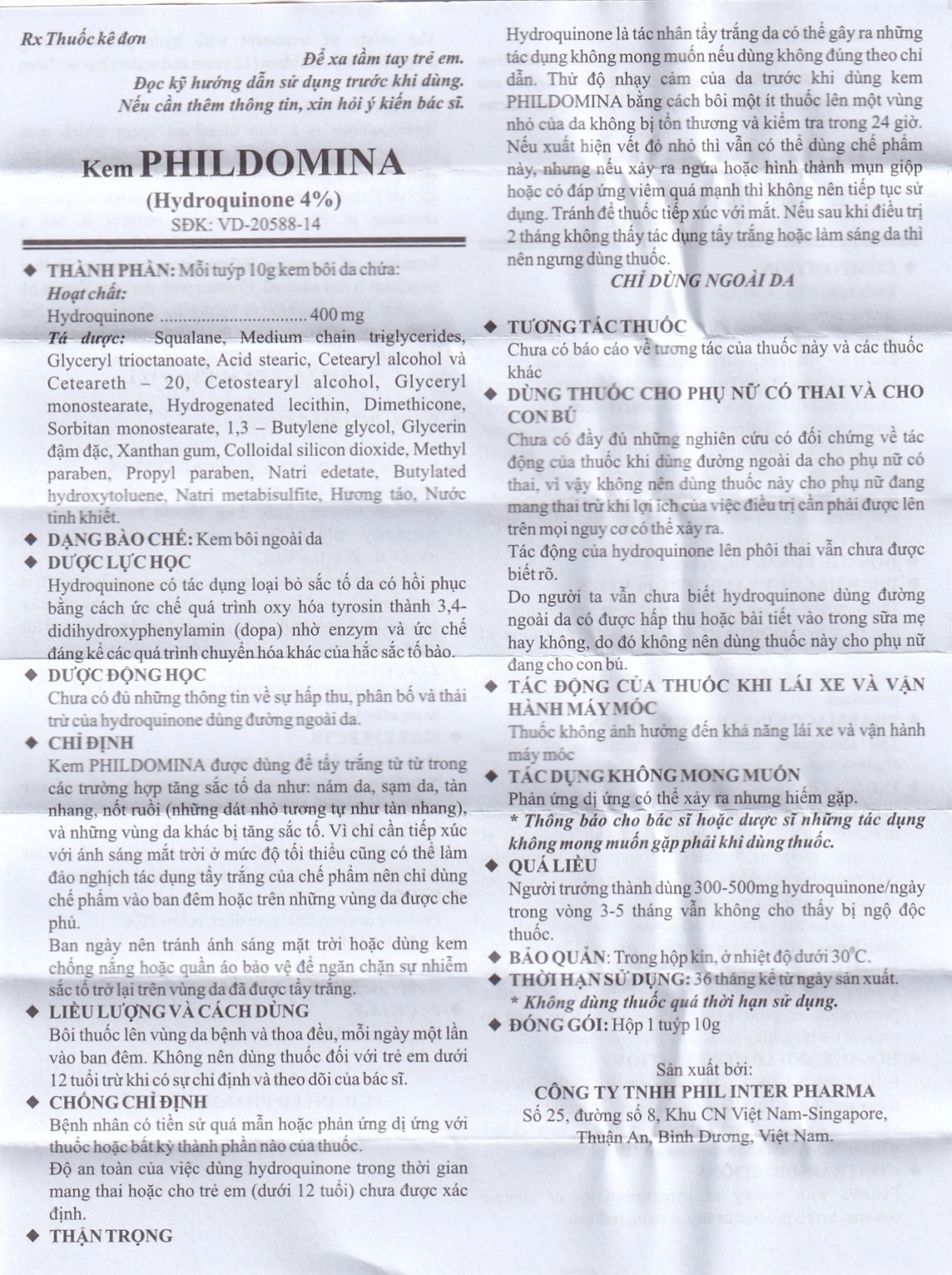 Kem bôi da PhilDomina Phil điều trị nám da, sạm da, tàn nhang, nốt ruồi (10g)