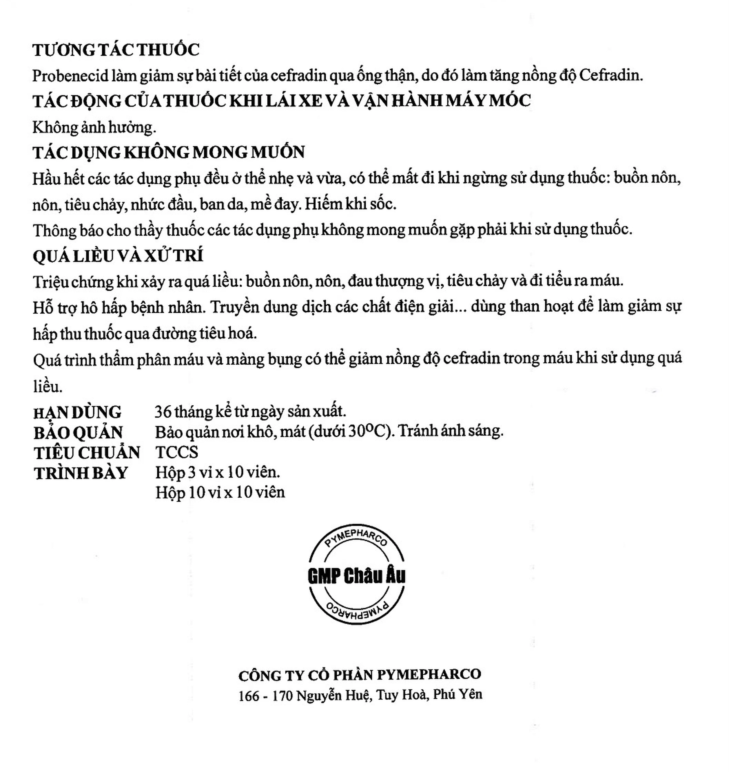 Thuốc Doncef Pymepharco điều trị nhiễm khuẩn (3 vỉ x 10 viên)