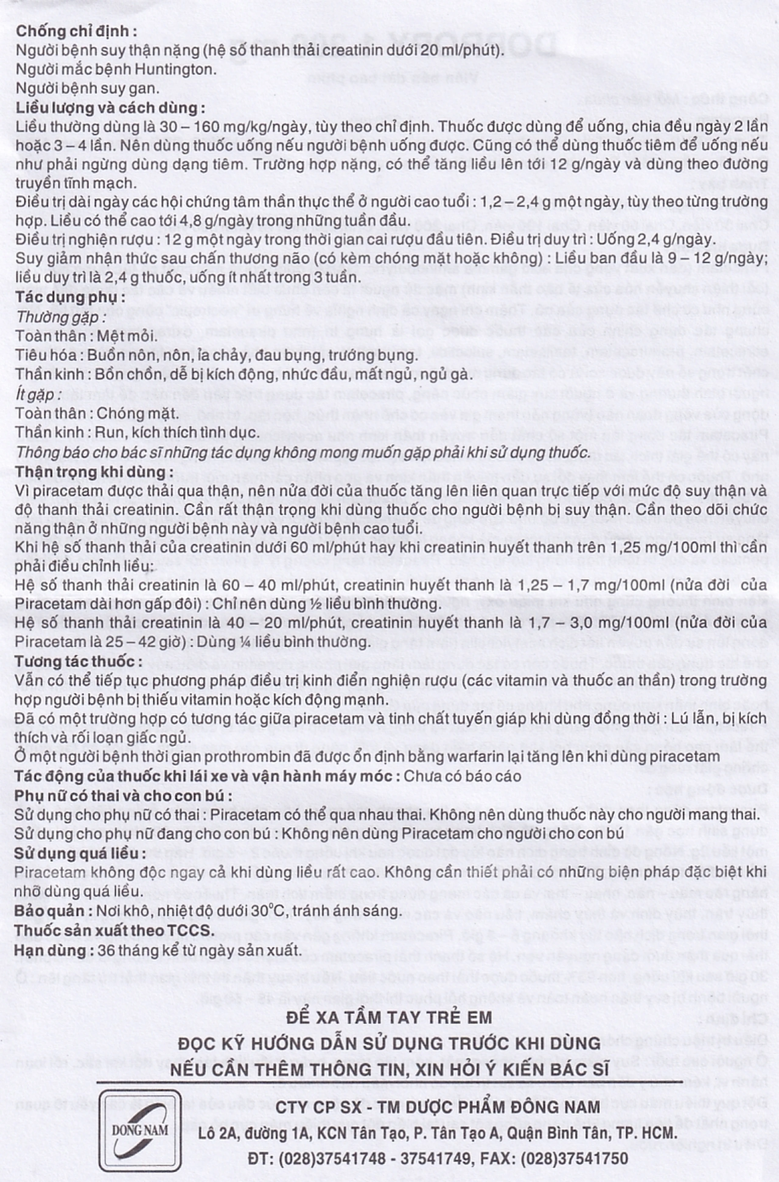 Thuốc Dopropy 1200mg Đông Nam điều trị triệu chứng chóng mặt (10 vỉ x 10 viên)
