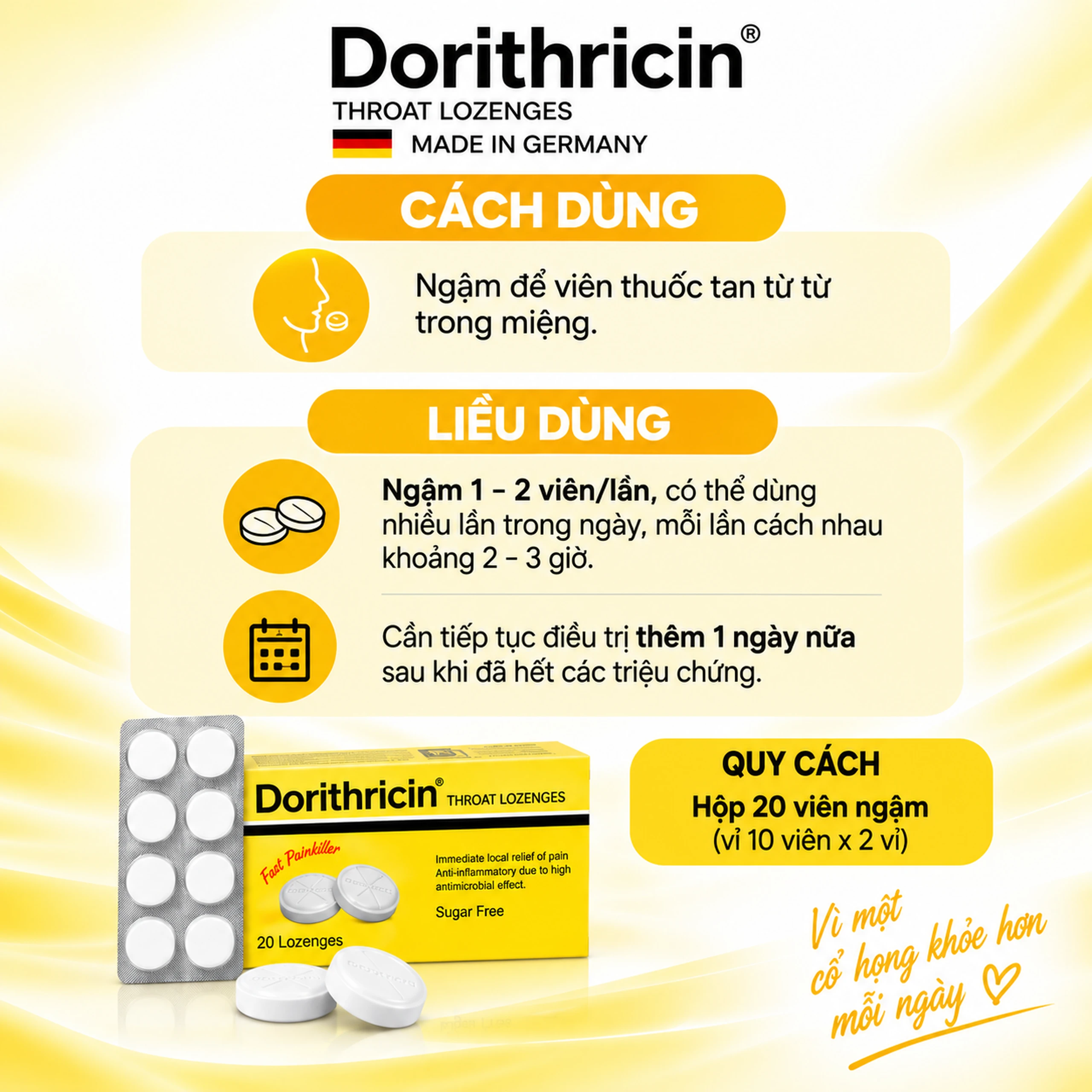 Viên ngậm Dorithricin Hyphens (20 viên) hỗ trợ điều trị các triệu chứng nhiễm khuẩn miệng, họng 4
