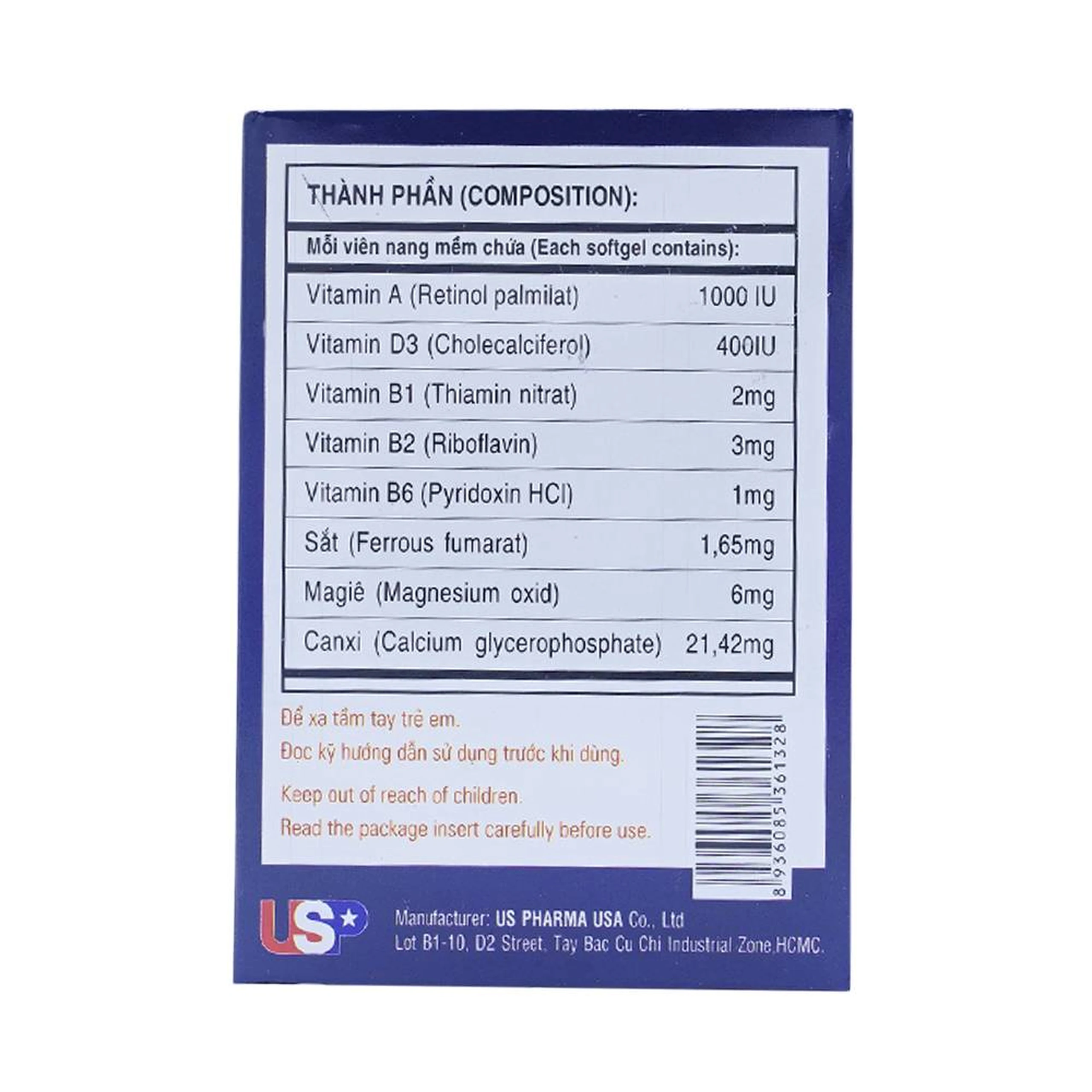 Thuốc Drimy USP bổ sung vitamin, khoáng chất (10 vỉ x 10 viên)