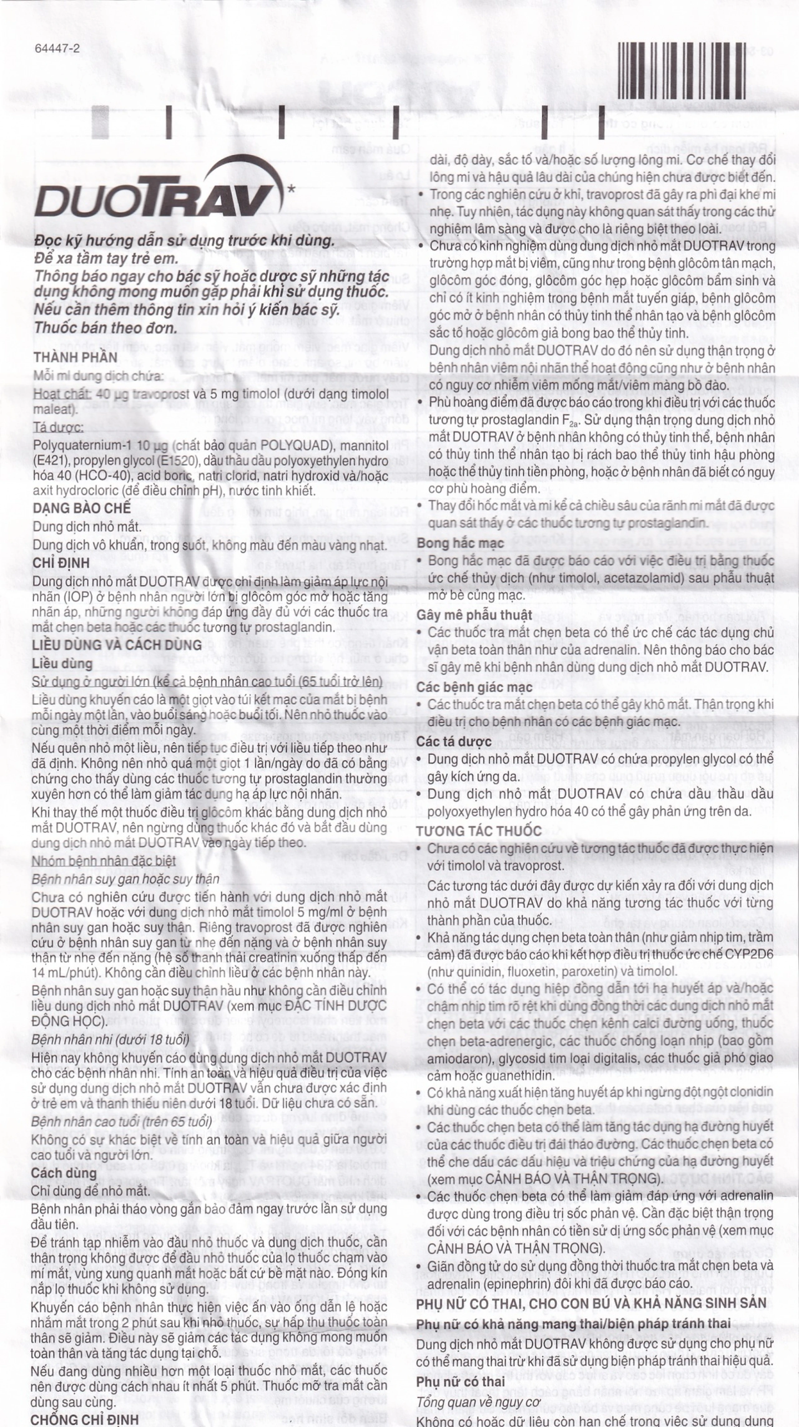 Thuốc nhỏ mắt Duotrav Alcon giảm áp lực nội nhãn (2.5ml)