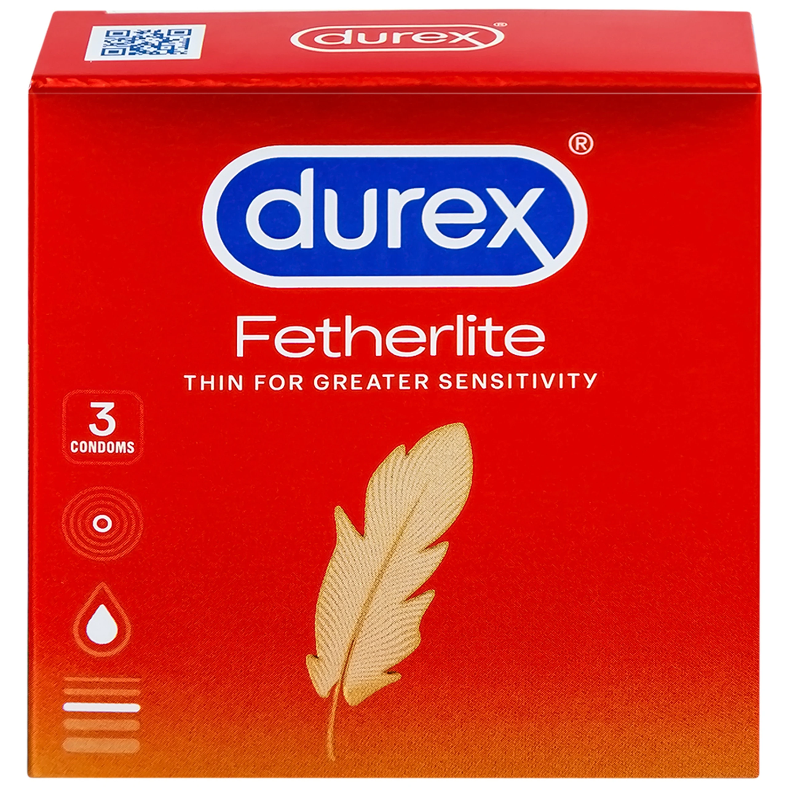 Bao cao su Durex Fetherlite vừa vặn, độ bảo vệ cao (3 cái)
