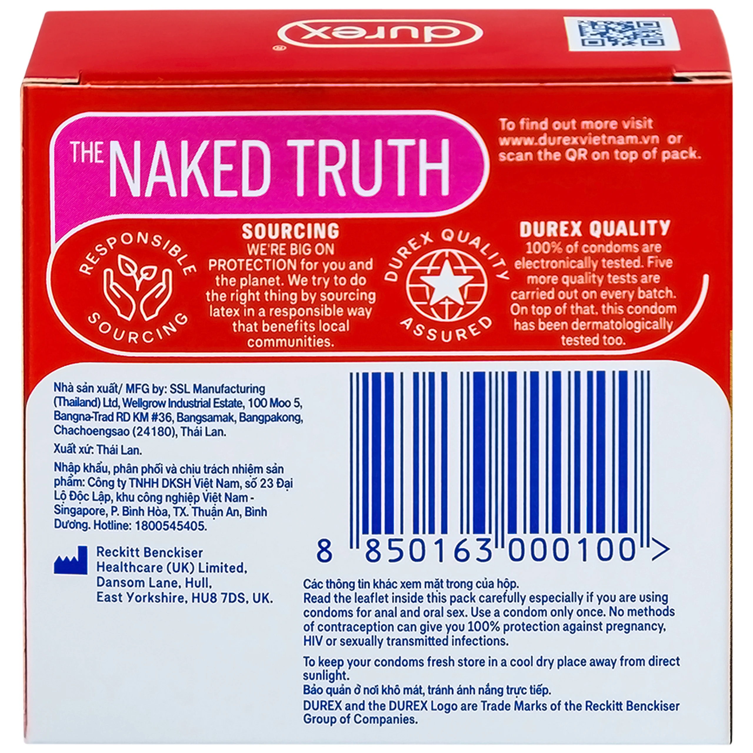 Bao cao su Durex Fetherlite vừa vặn, độ bảo vệ cao (3 cái)