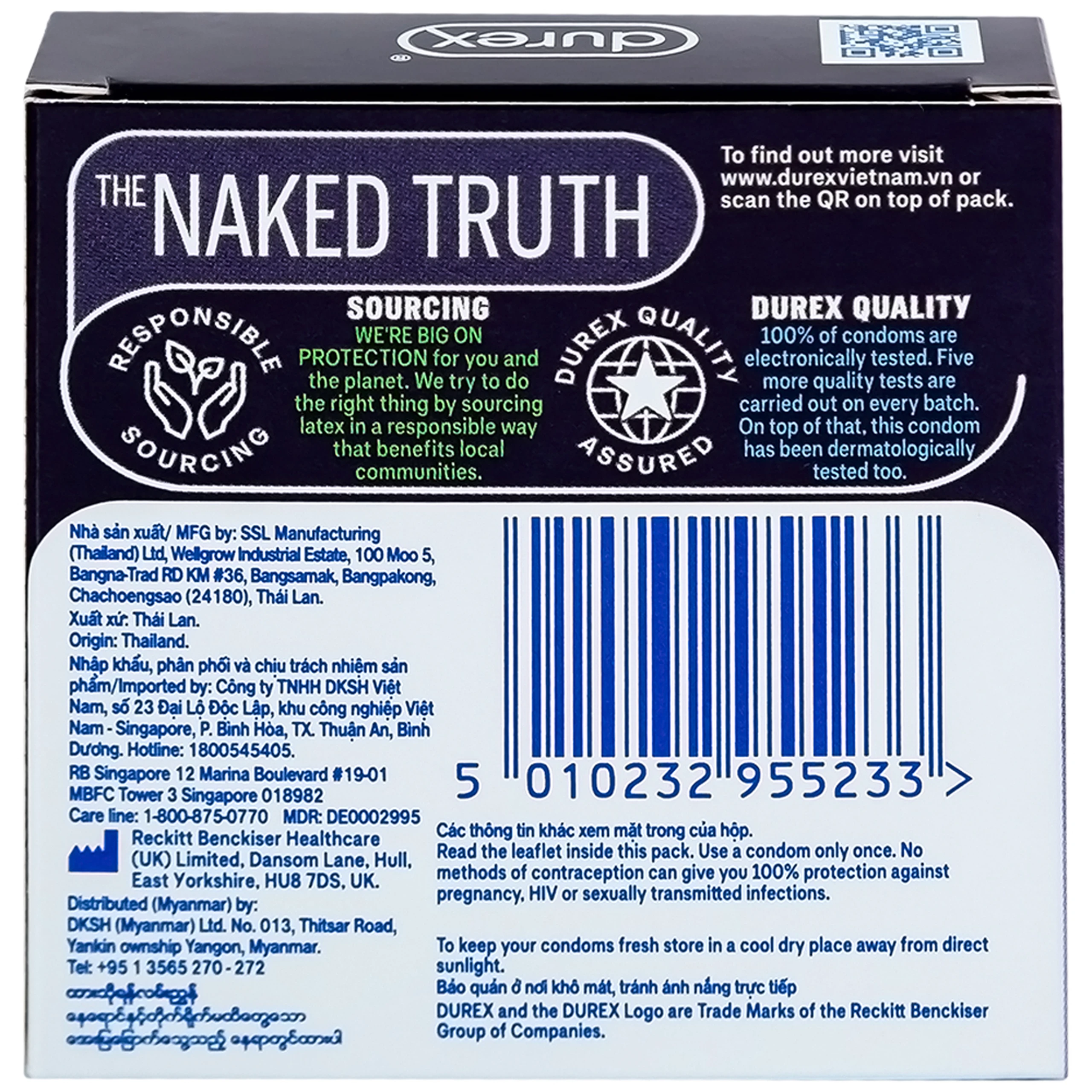 Bao cao su Durex Performa chứa nhiều gel làm mát, kéo dài thời gian quan hệ (3 cái)