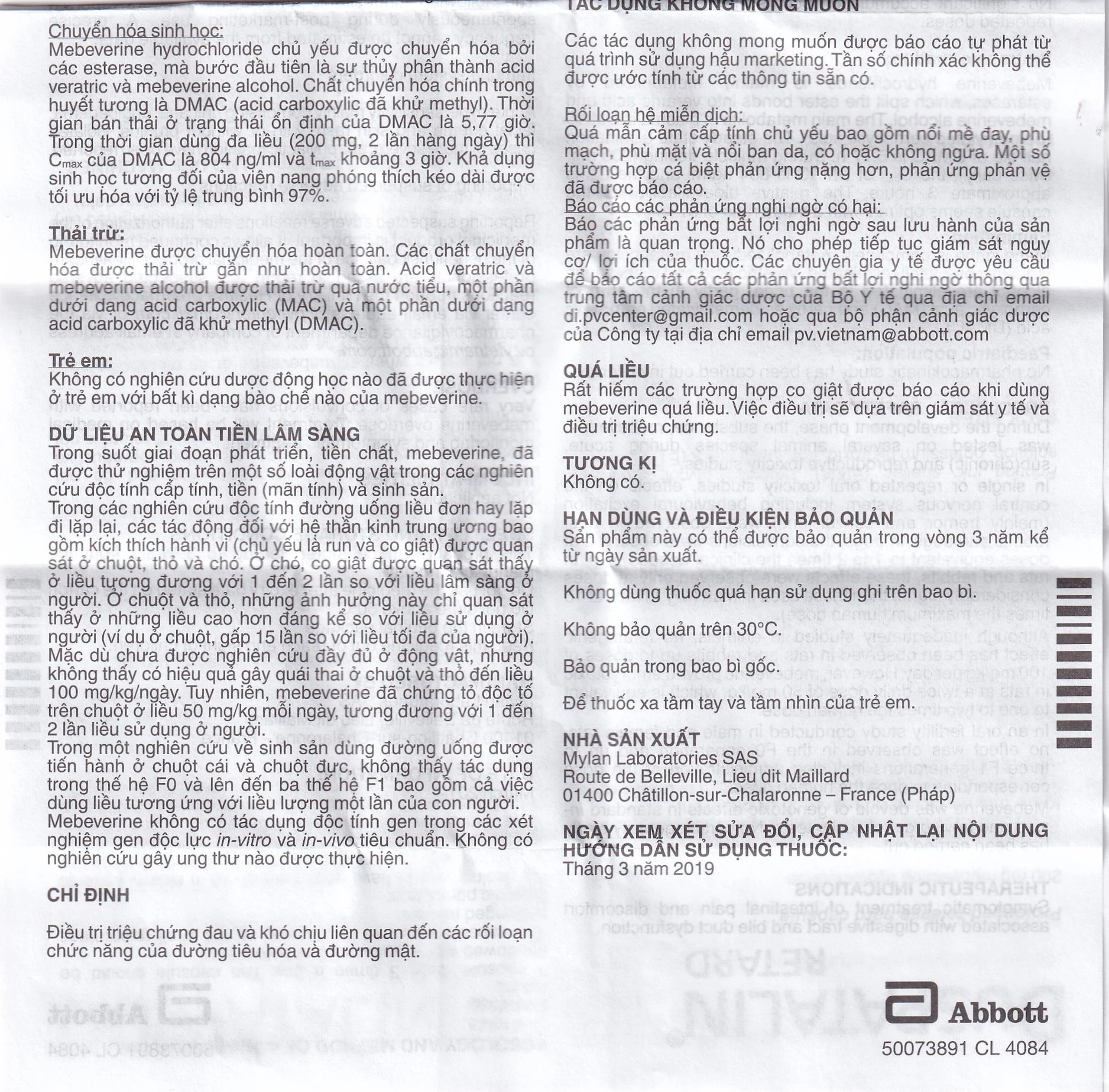 Thuốc Duspatalin Retard Abbott điều trị đau do rối loạn chức năng tiêu hóa và đường mật (30 viên)