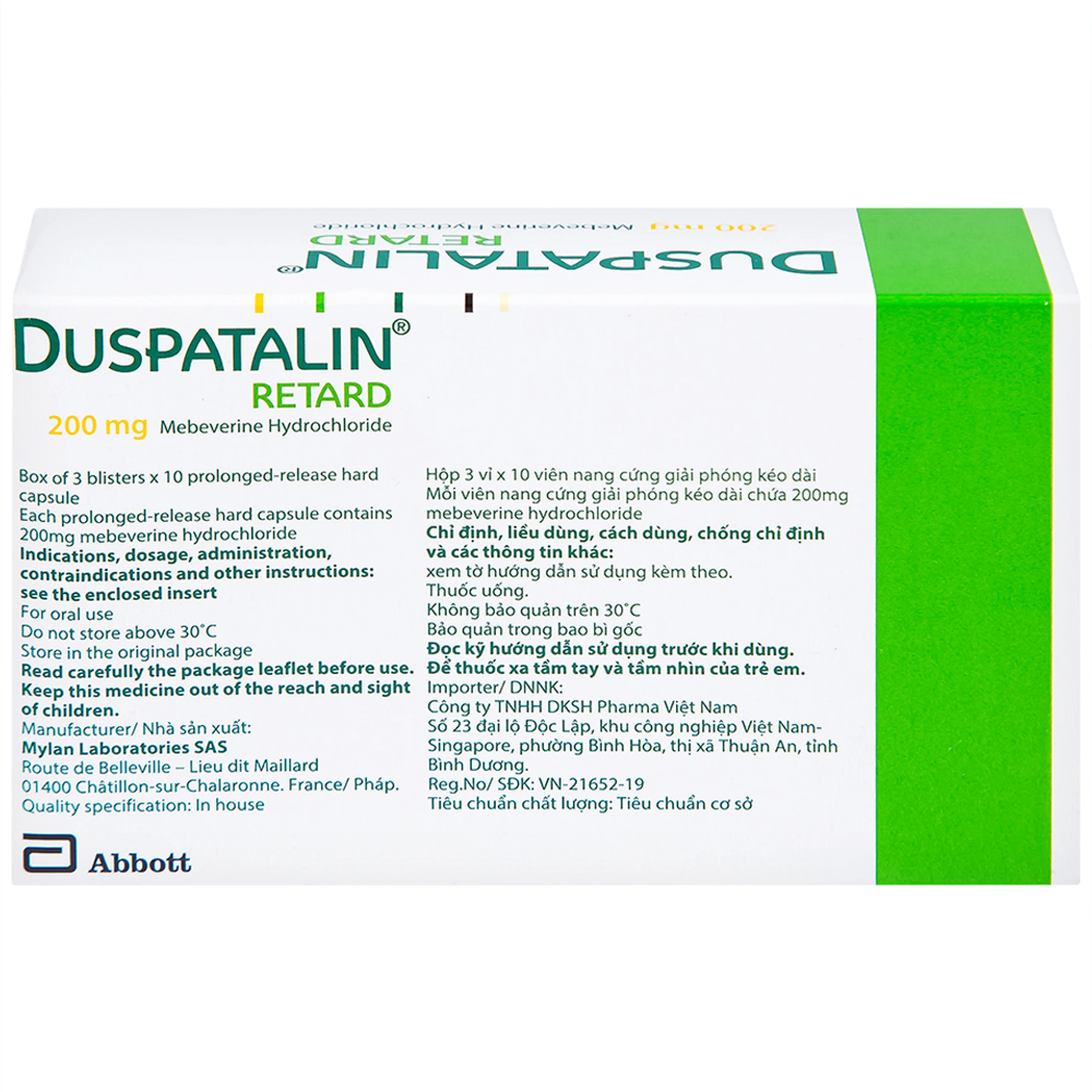 Thuốc Duspatalin Retard Abbott điều trị đau do rối loạn chức năng tiêu hóa và đường mật (30 viên)