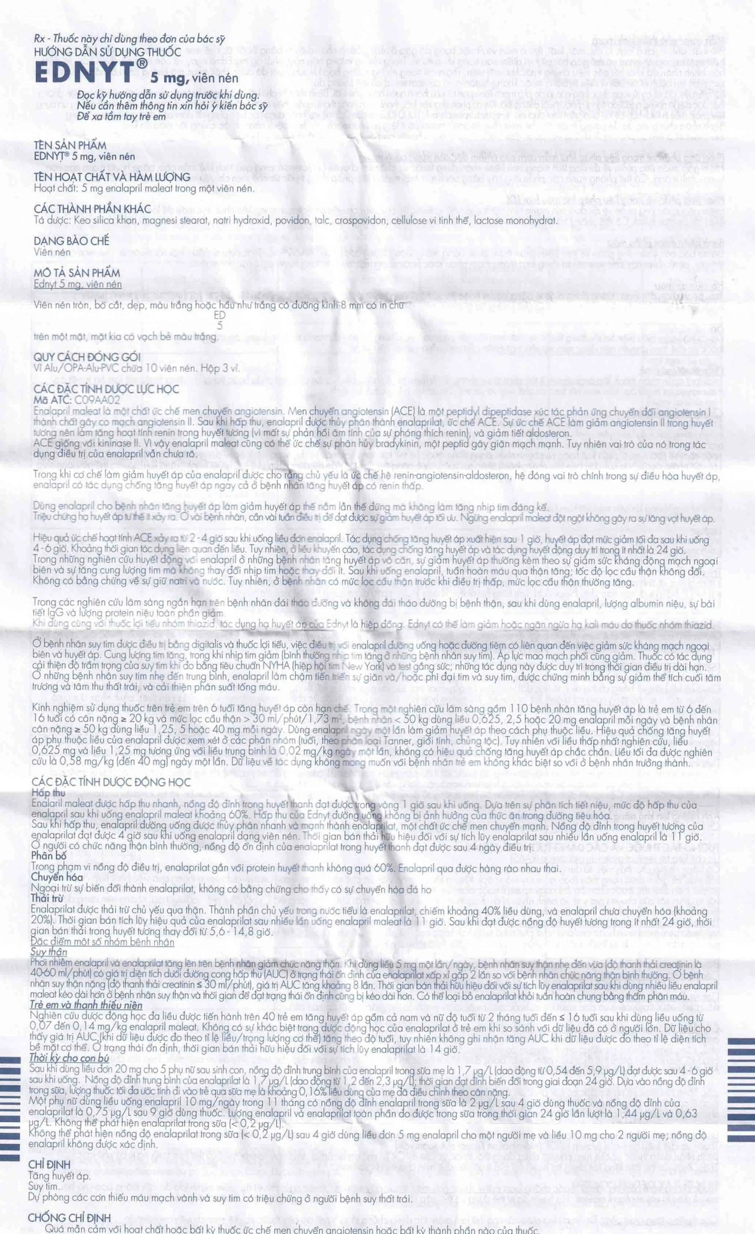 Thuốc Ednyt 5mg Gedeon điều trị tăng huyết áp, suy tim (3 vỉ x 10 viên)