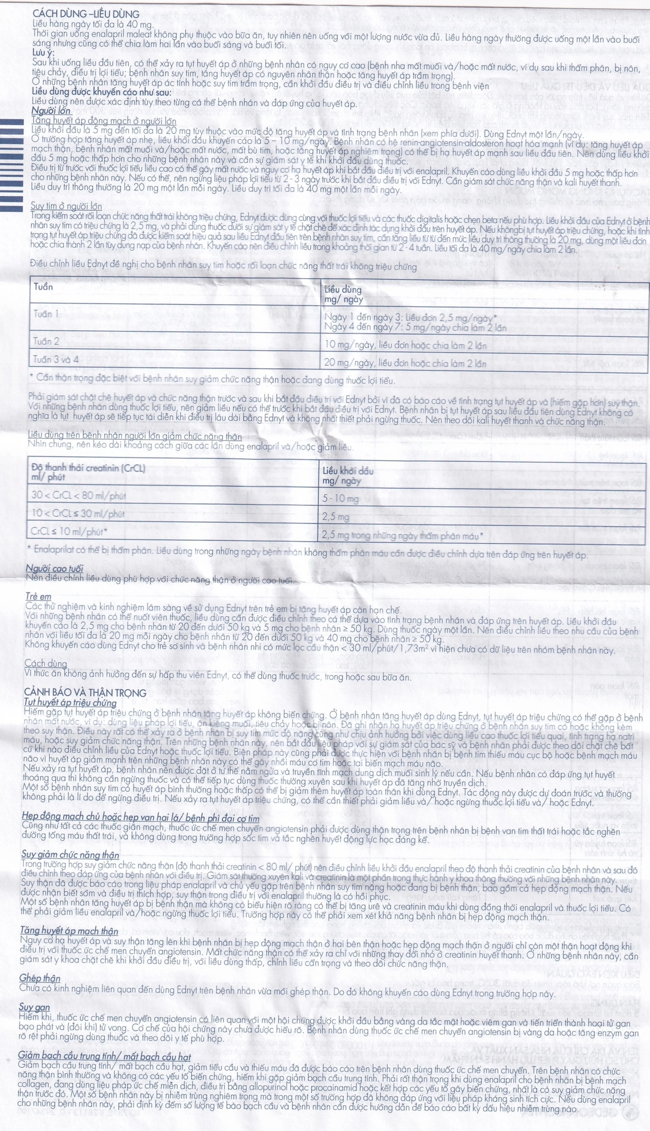 Thuốc Ednyt 5mg Gedeon điều trị tăng huyết áp, suy tim (3 vỉ x 10 viên)